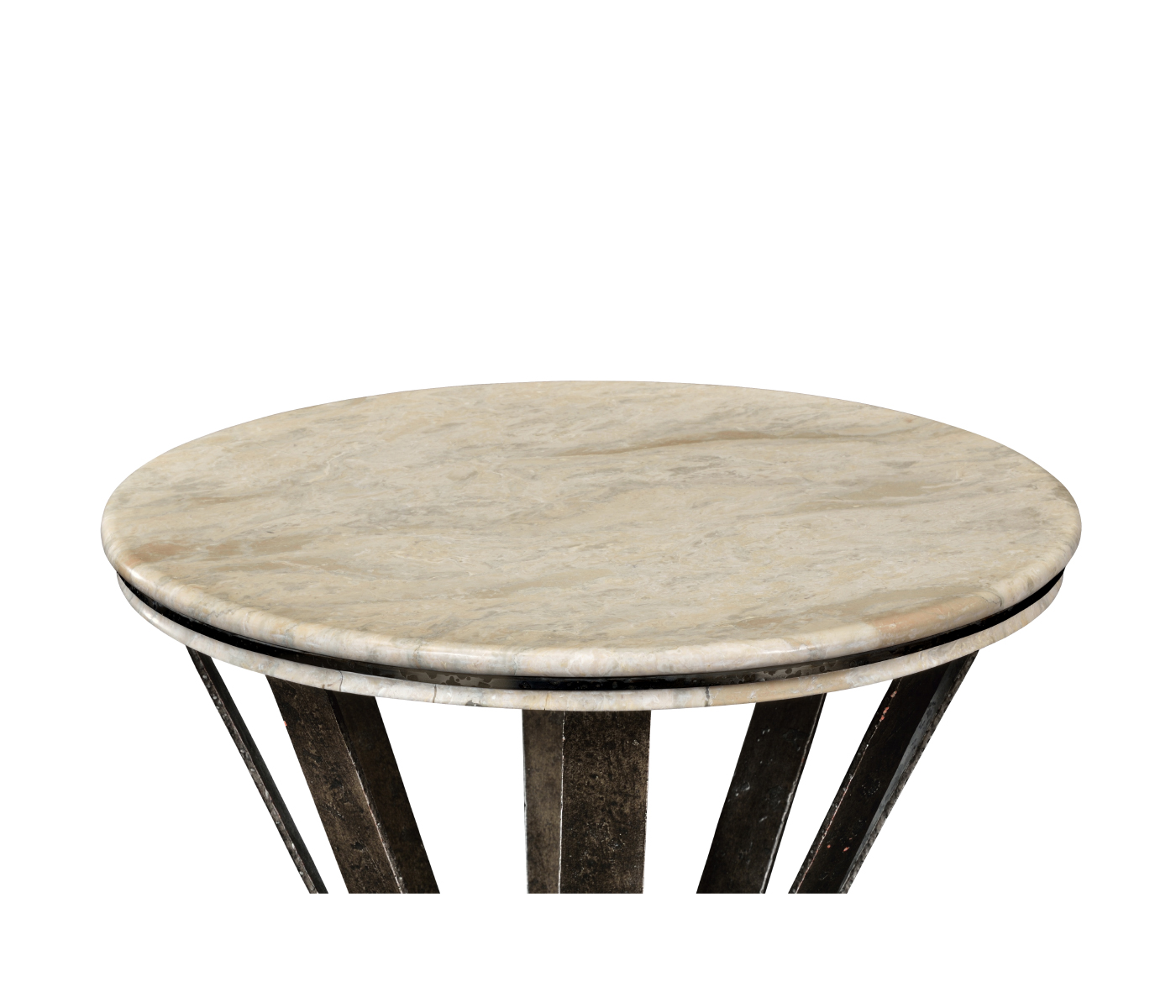Wrought Iron Round Table with Light Marble Top