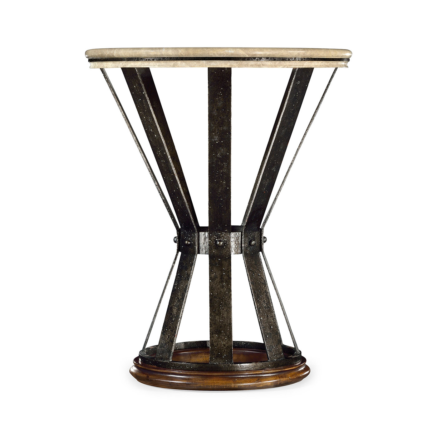 Wrought Iron Round Table with Dark Marble Top