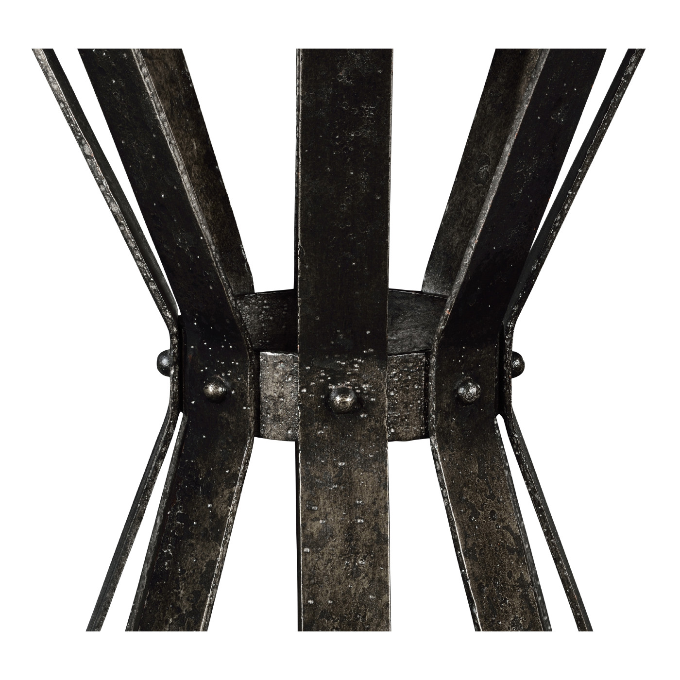 Wrought Iron Round Table with Dark Marble Top