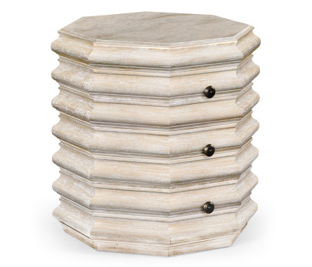 Octagon Limed Acacia End Table