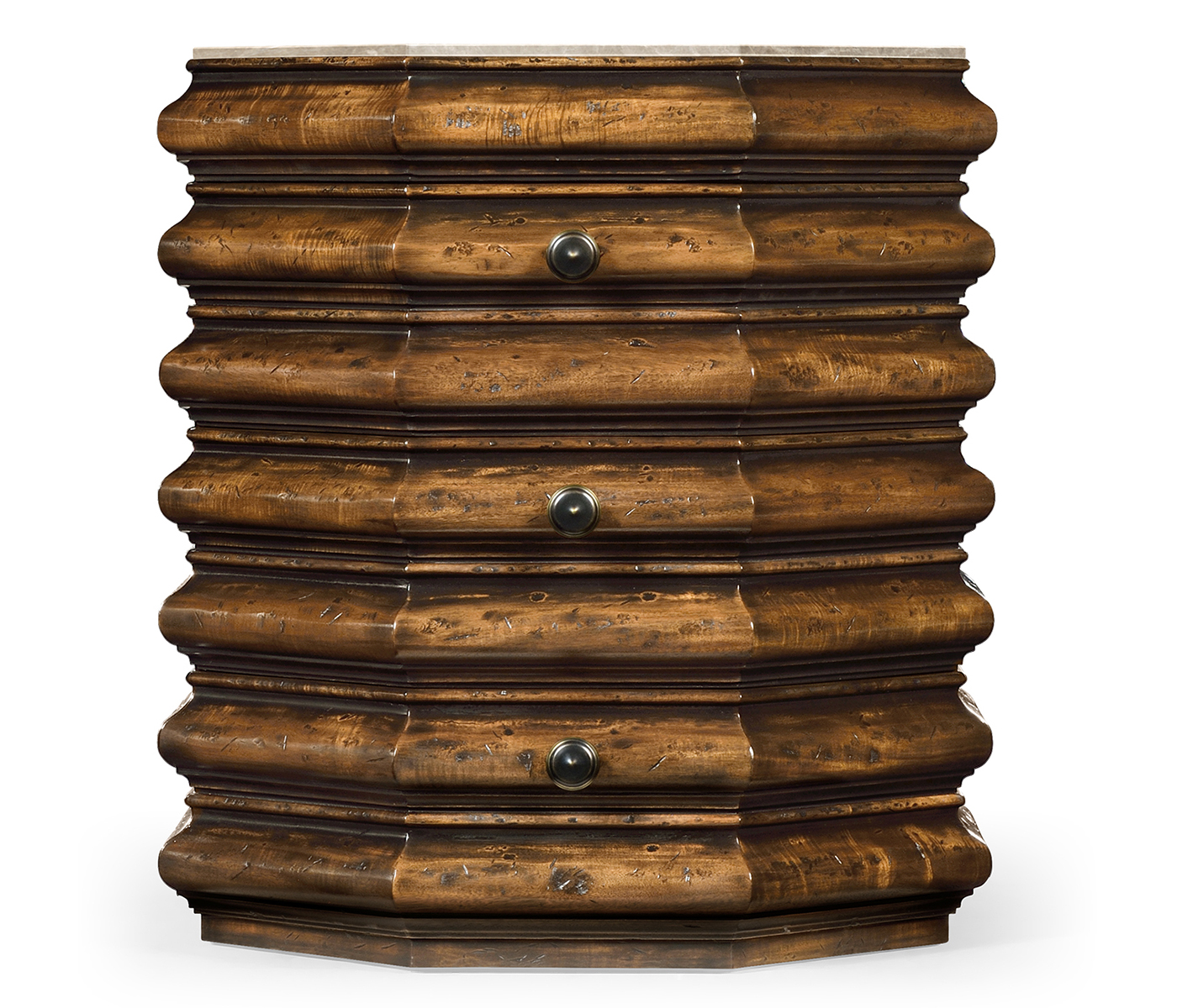 Octagon Rustic Walnut End Table