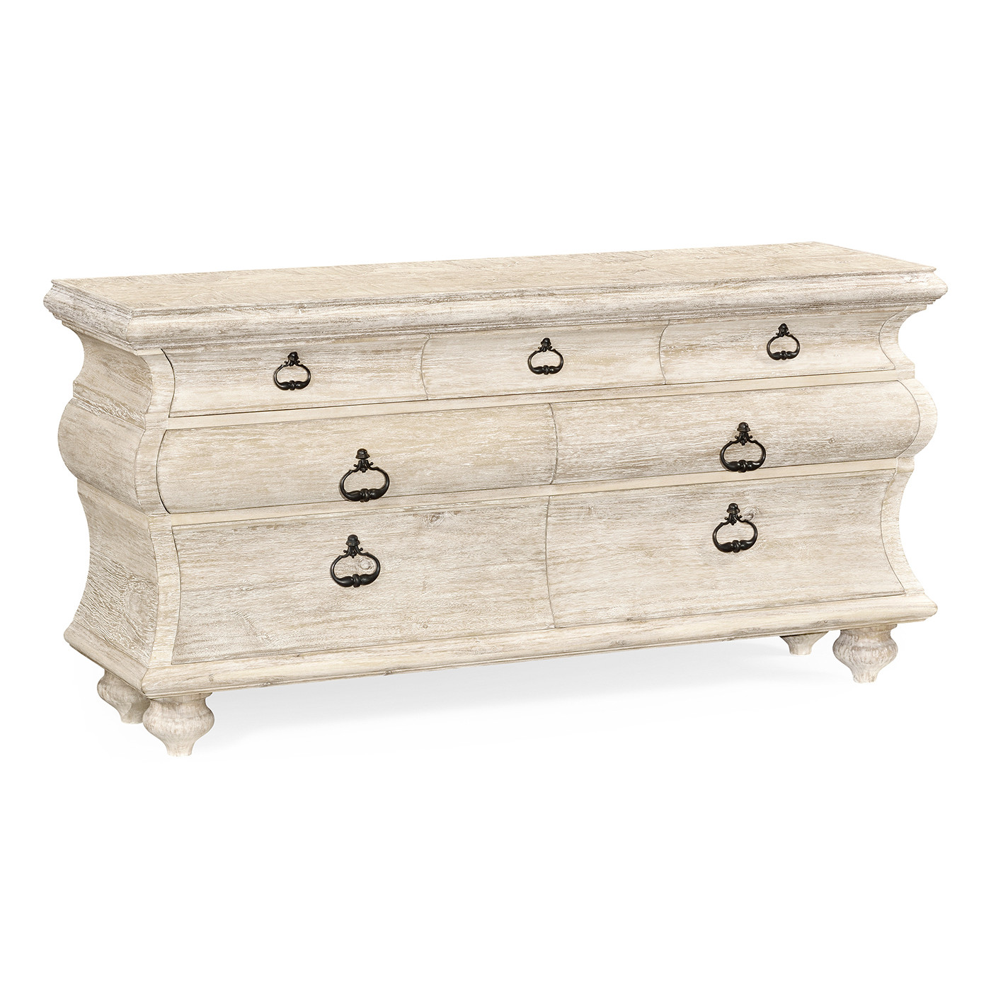 Large Rectangular Limed Acacia Chest of Drawers