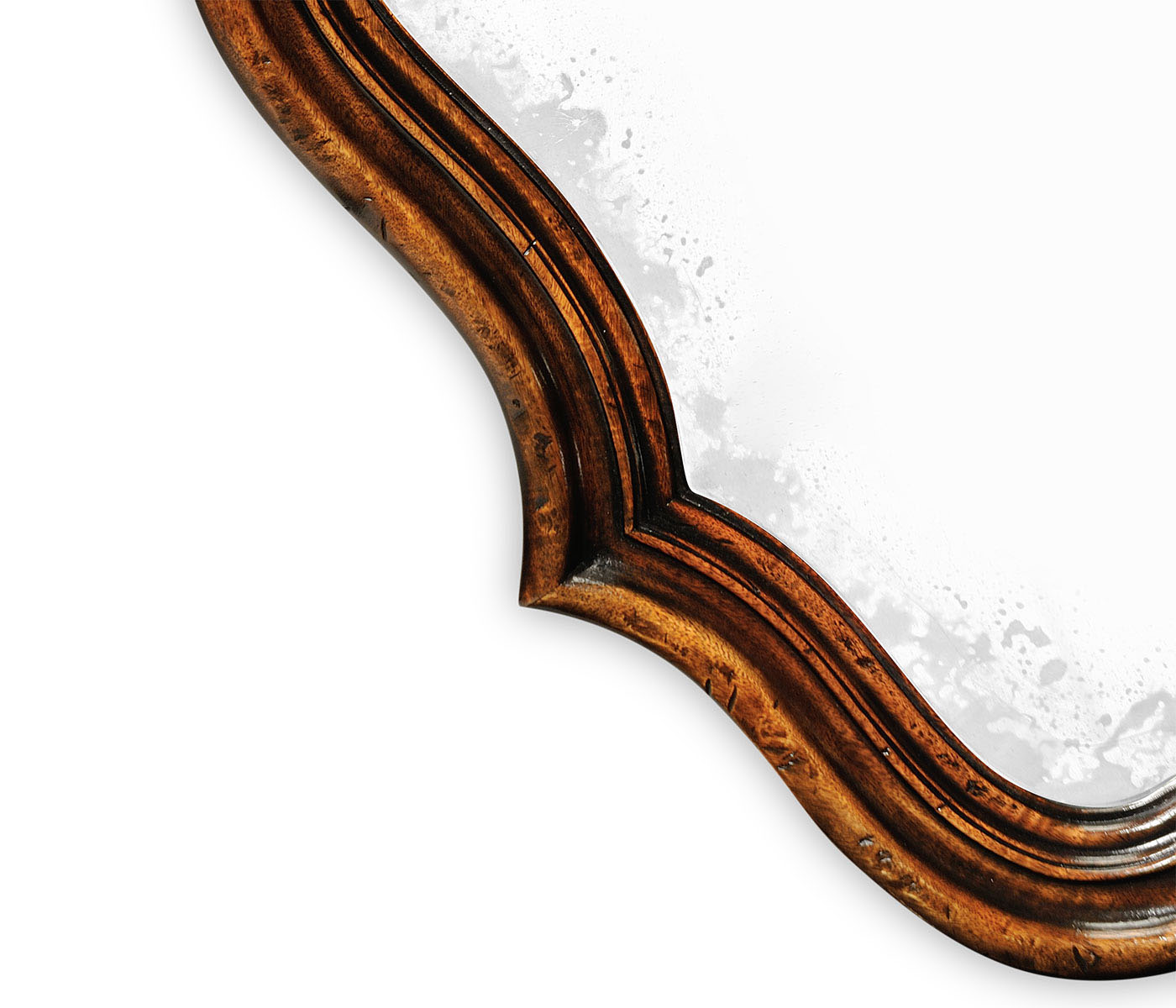 Rustic walnut oval antique mirror