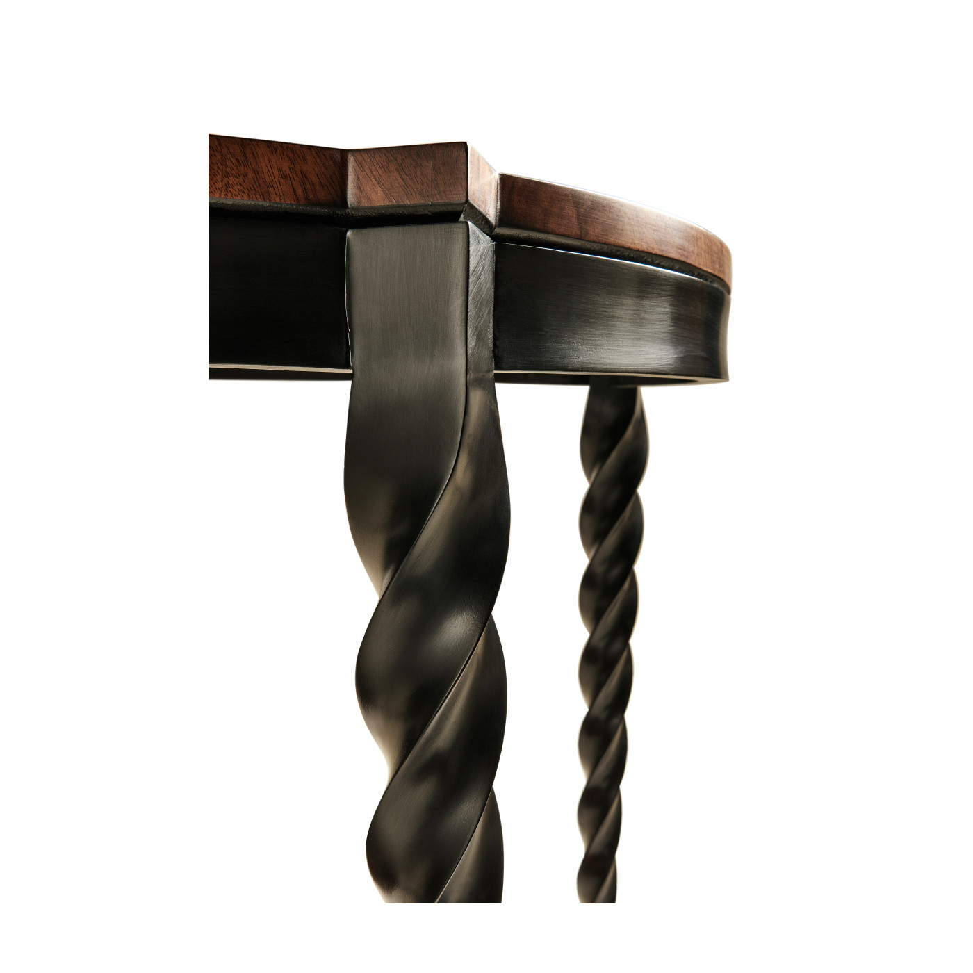 Black Barleytwist Demilune Console Table