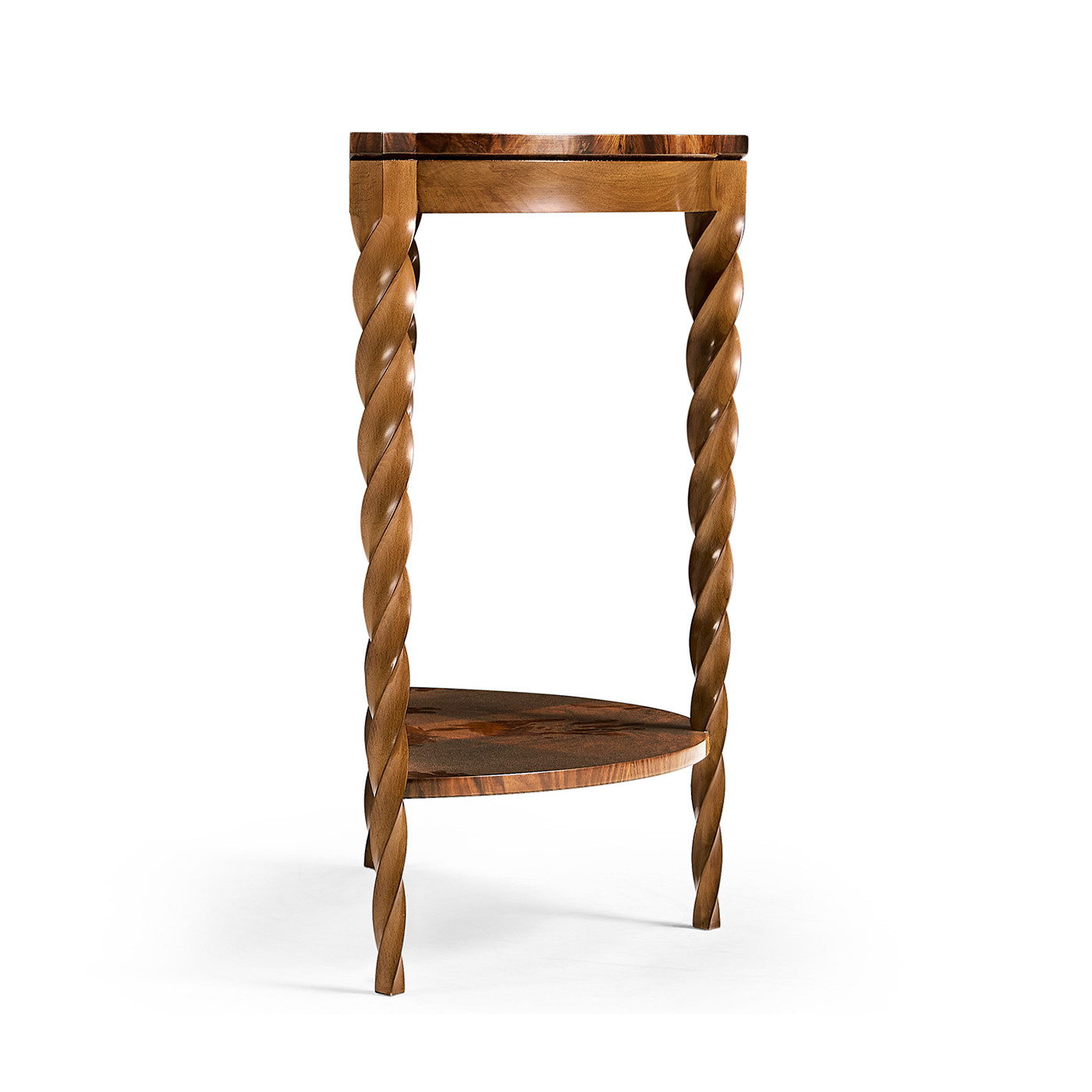 Walnut Barleytwist Demilune Console Table