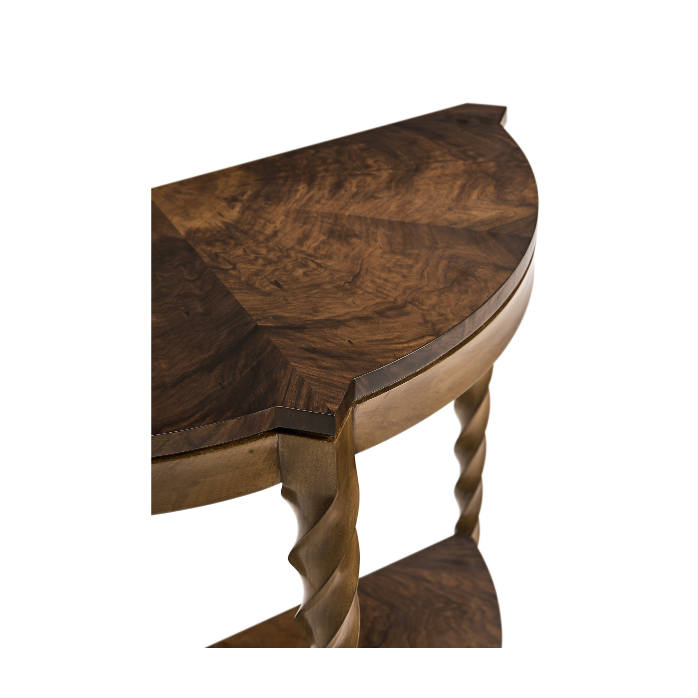 Walnut Barleytwist Demilune Console Table