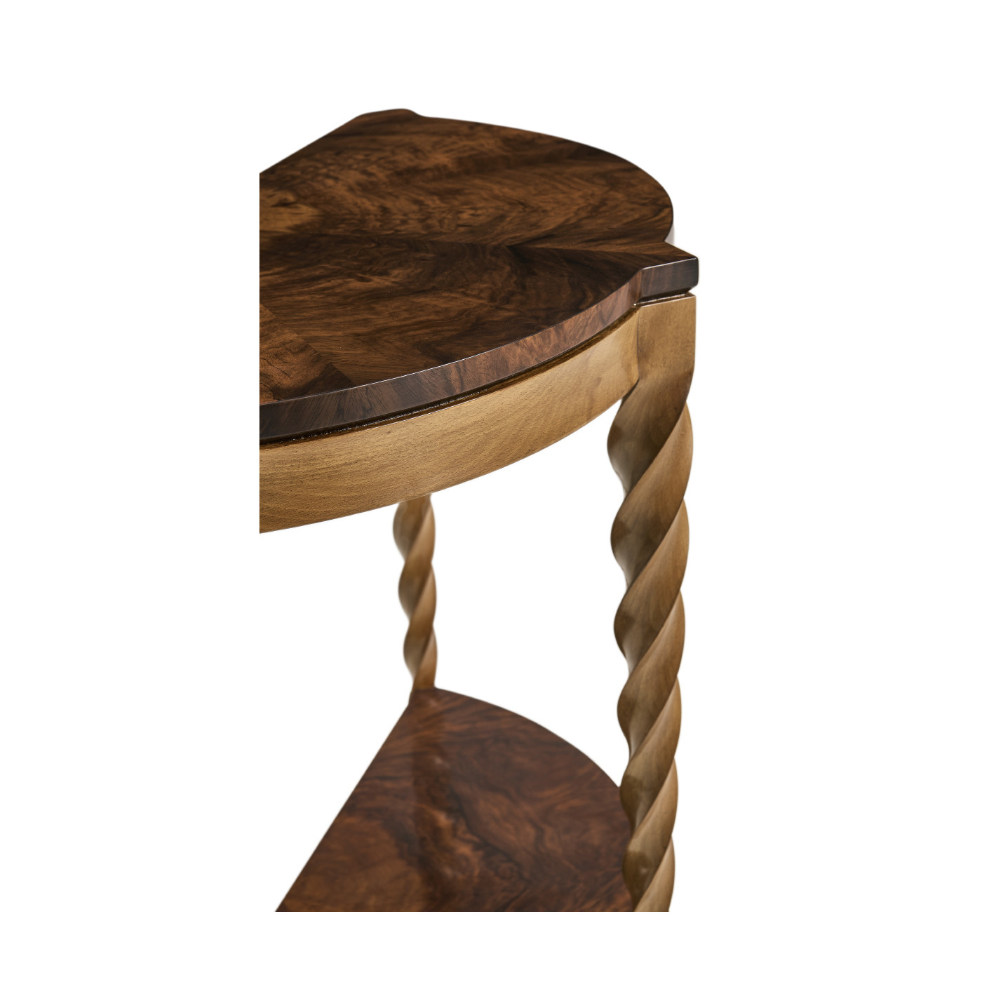 Walnut Barleytwist Demilune Console Table