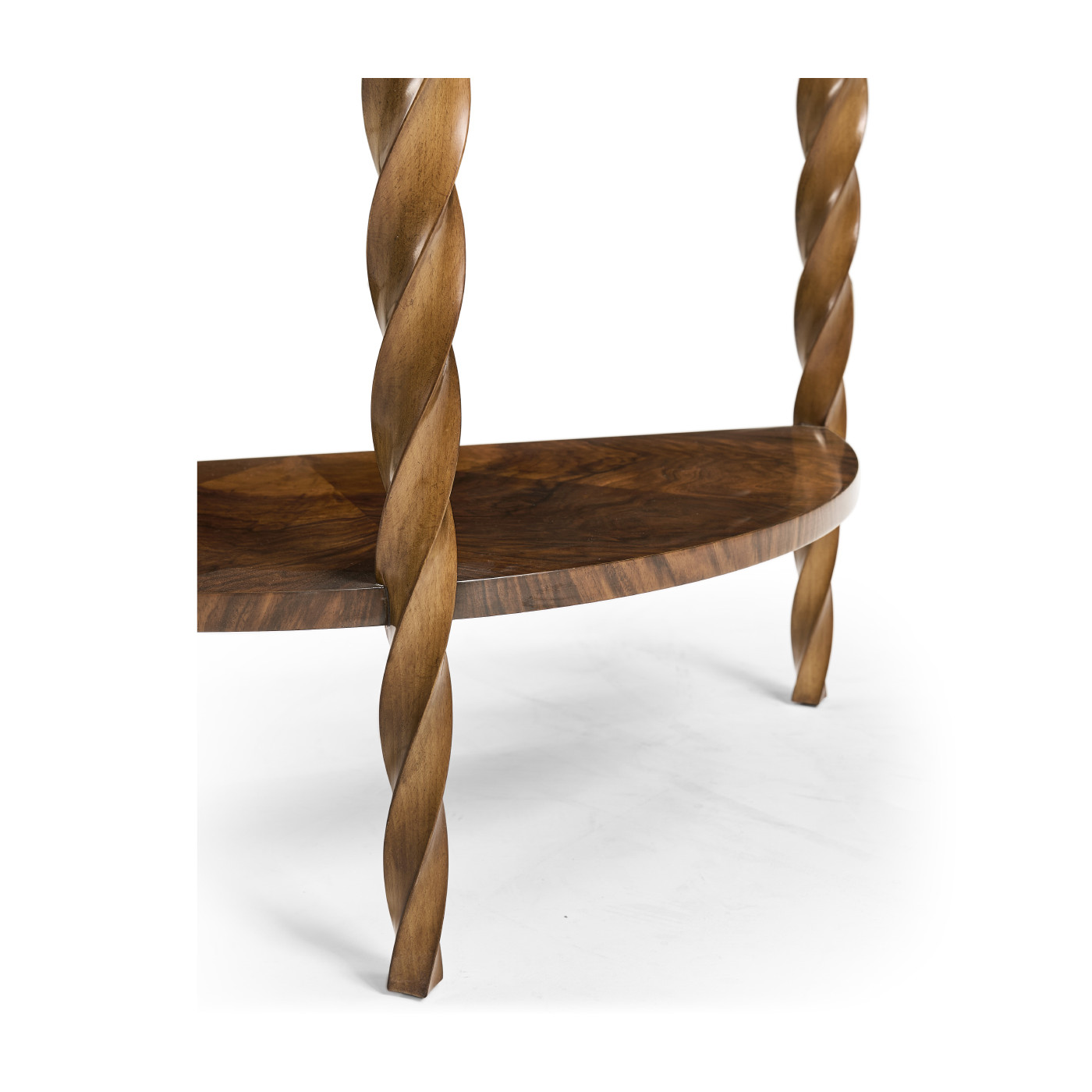 Walnut Barleytwist Demilune Console Table
