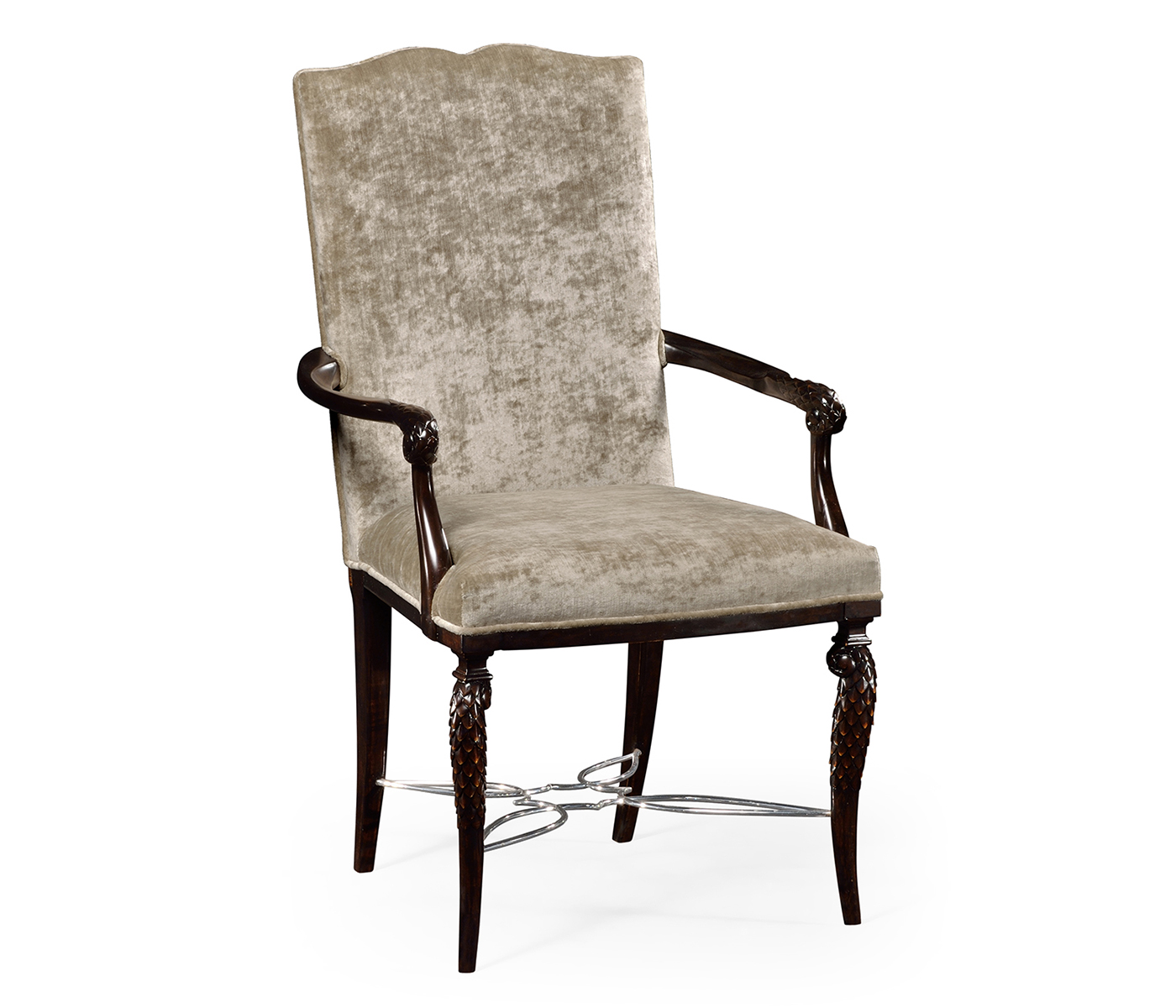 Icarus Dining Arm Chair, Upholstered in Calico Velvet