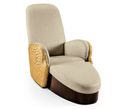 Gilded Angel Wing Chair with Ottoman
