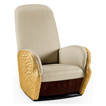 Gilded Angel Wing Chair with Ottoman