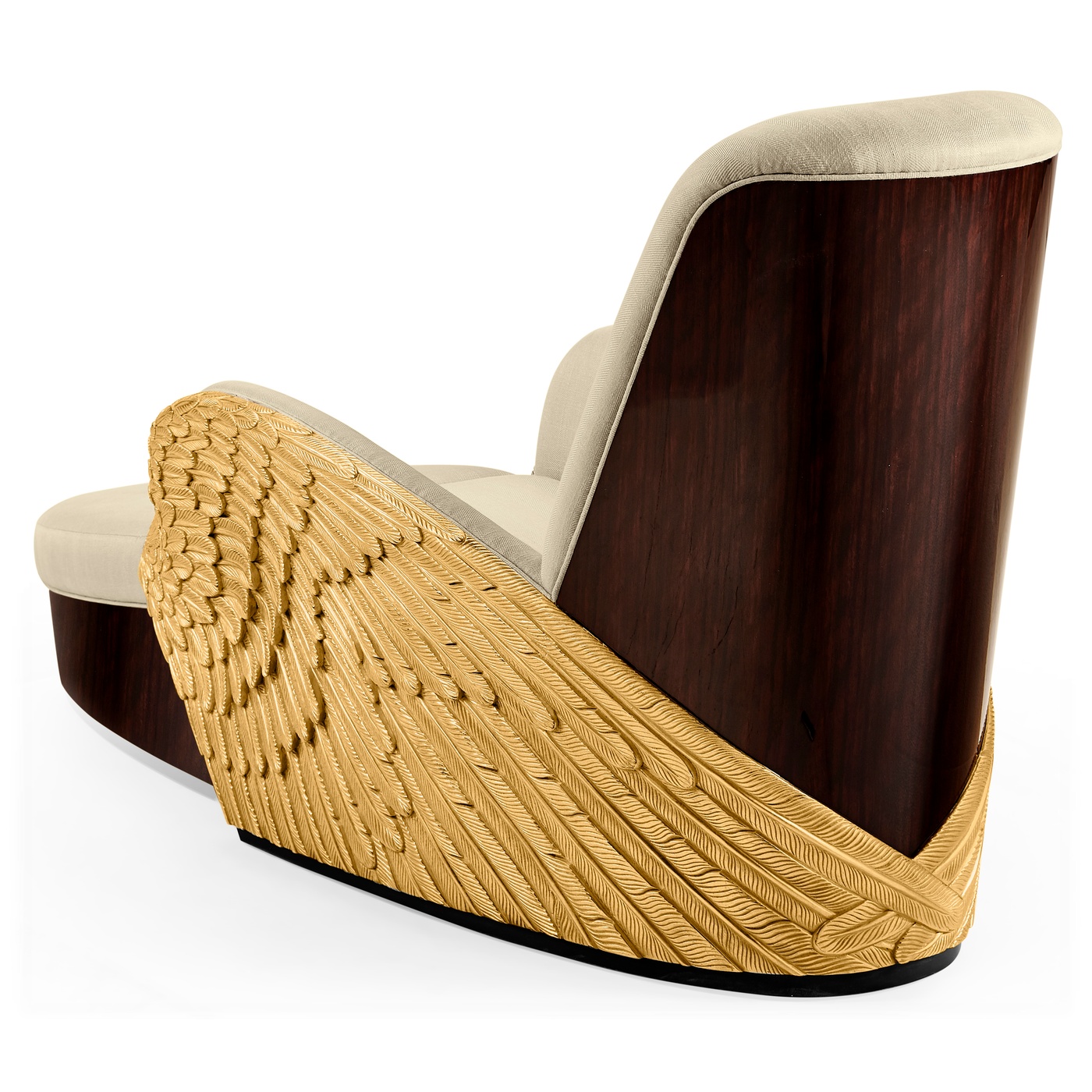 Gilded Angel Wing Chair with Ottoman