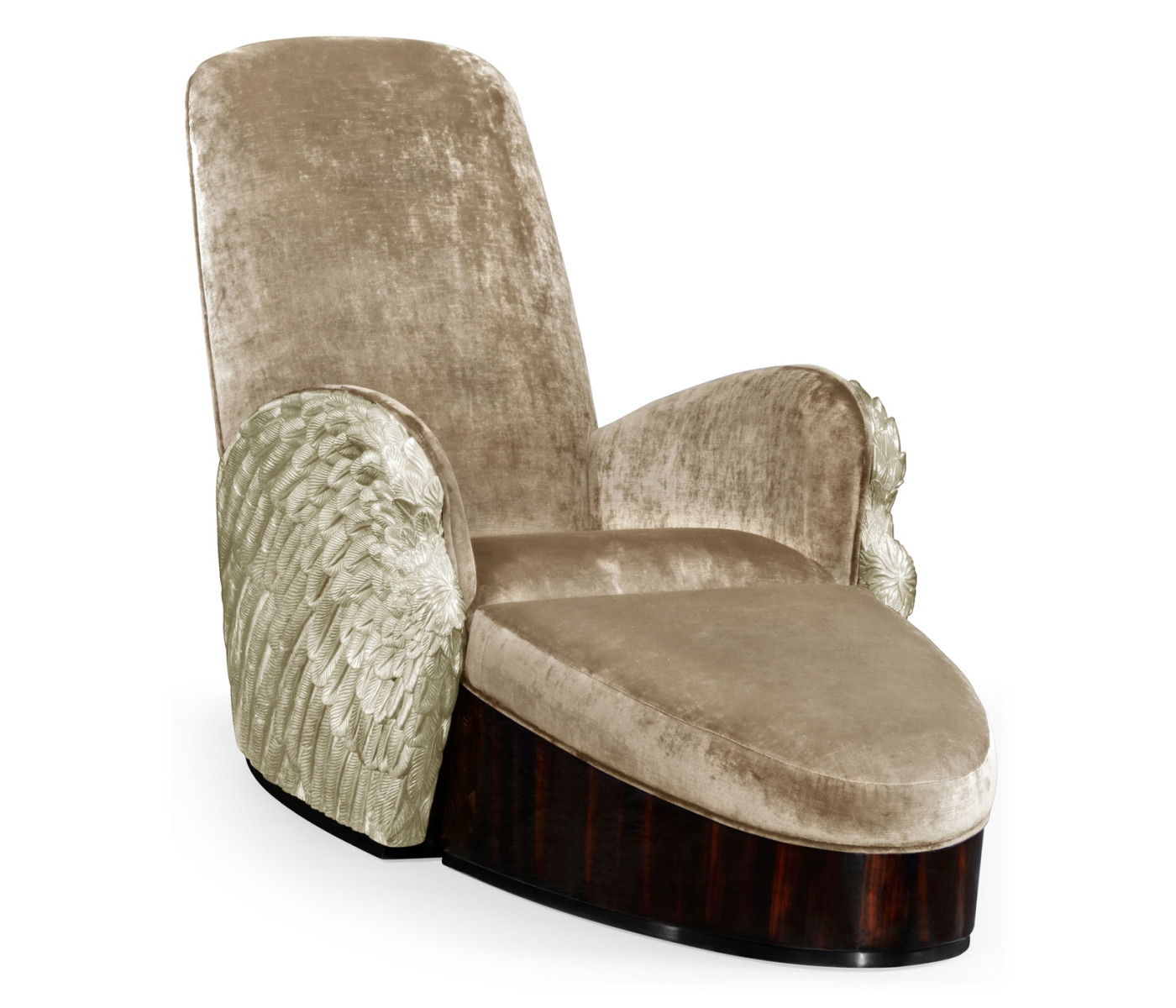 Silver Angel Wing Chair with Ottoman, Upholstered in COM