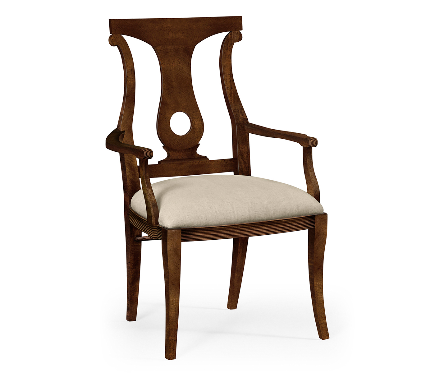 Mahogany Brown Lock Dining Arm Chair