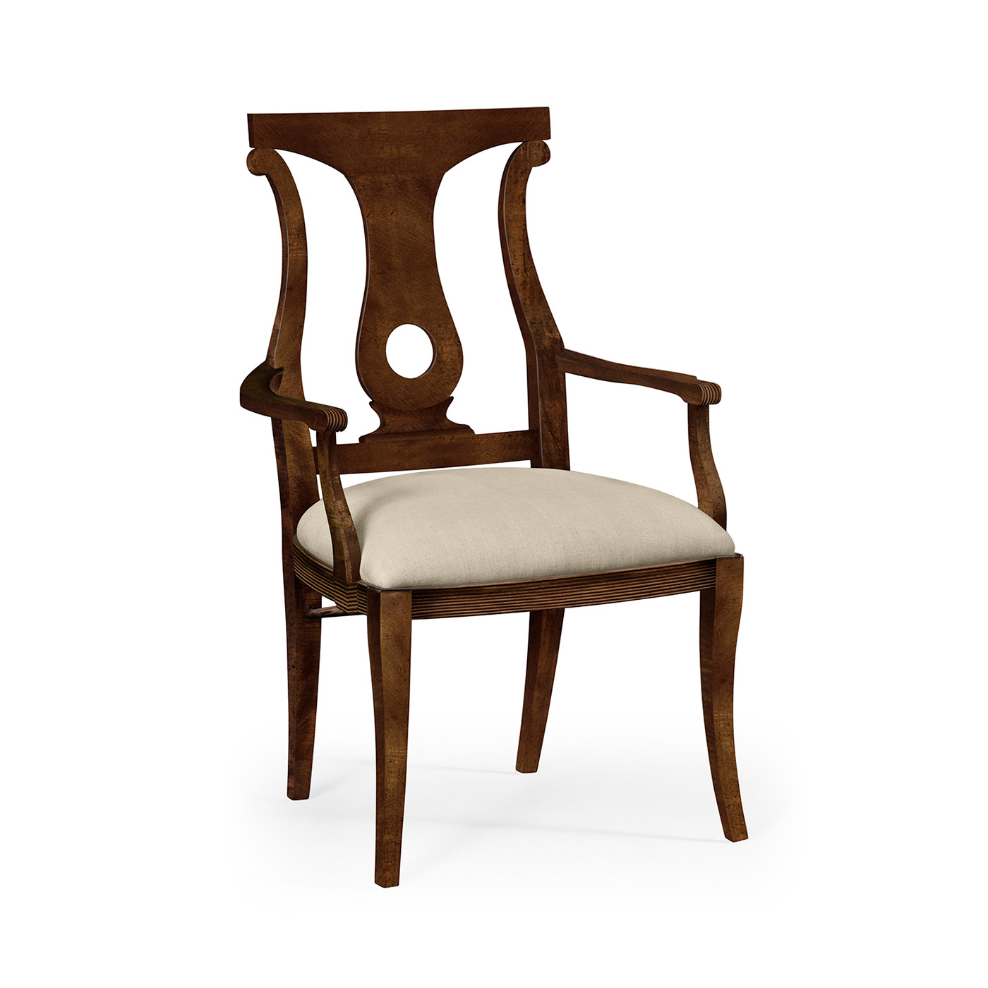 Mahogany Brown Lock Dining Arm Chair