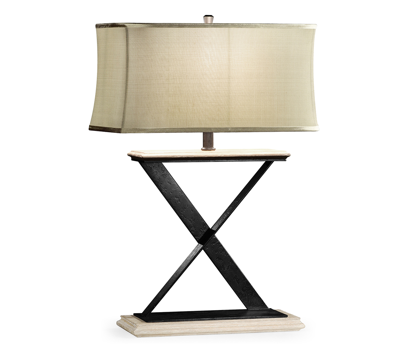 Artisan Table Lamp in Limed Acacia with Wrought Iron