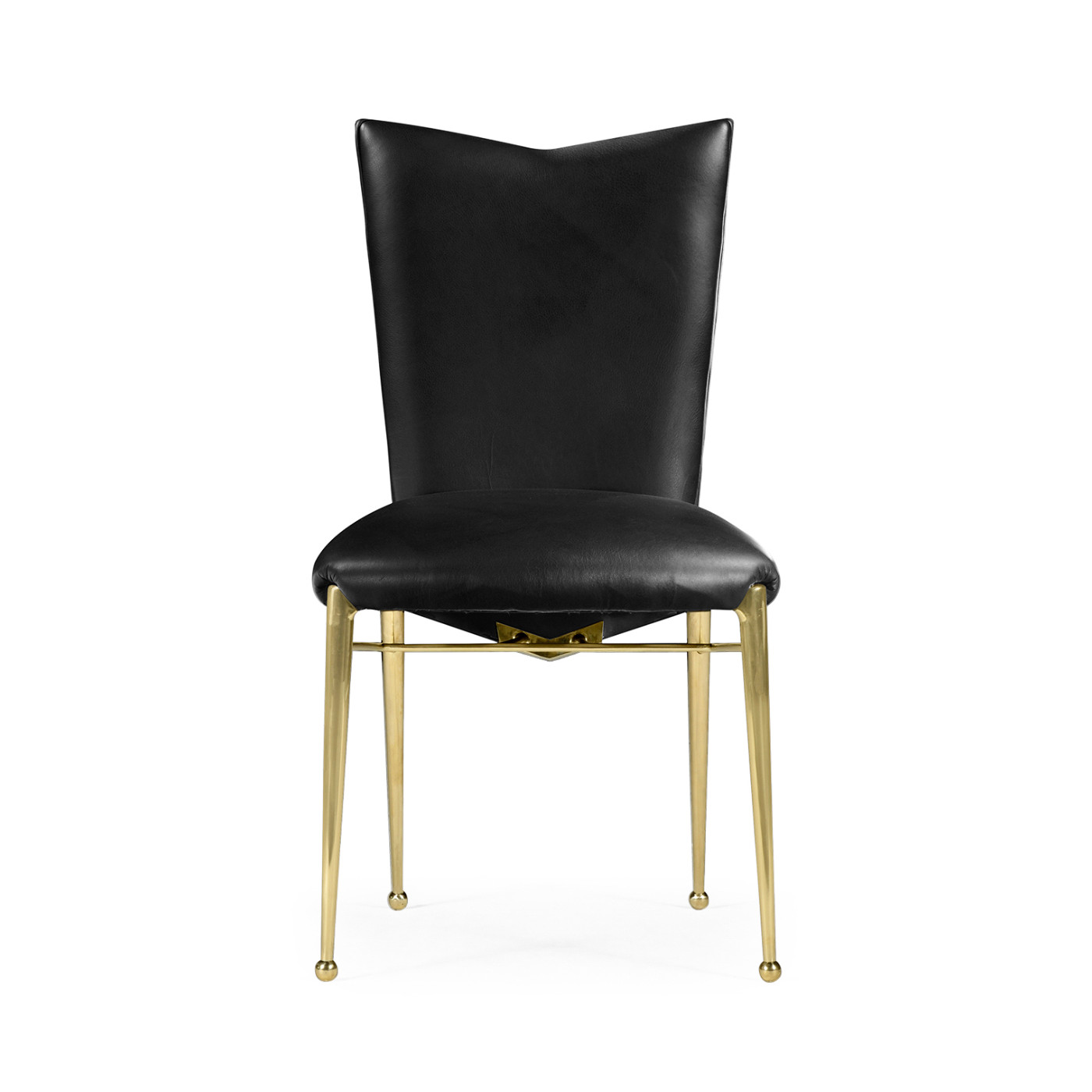 Art Décor gilded side chair with black leather