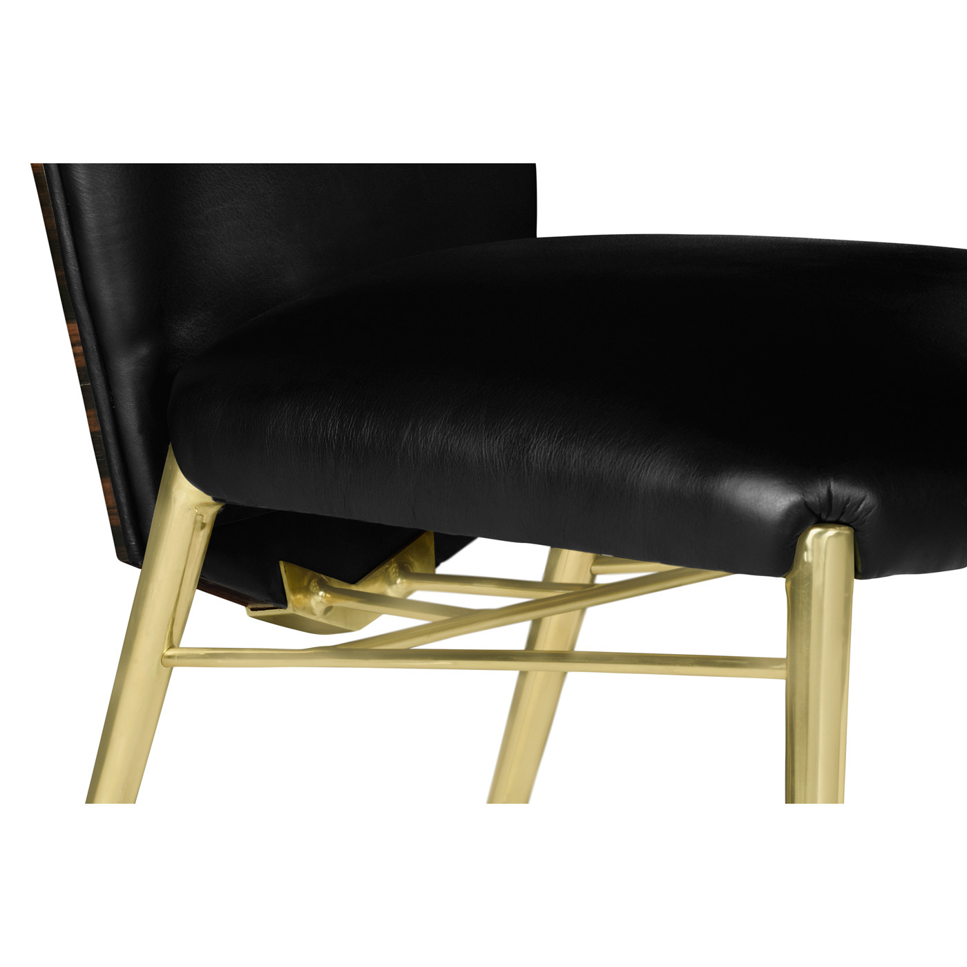 Art Décor gilded side chair with black leather