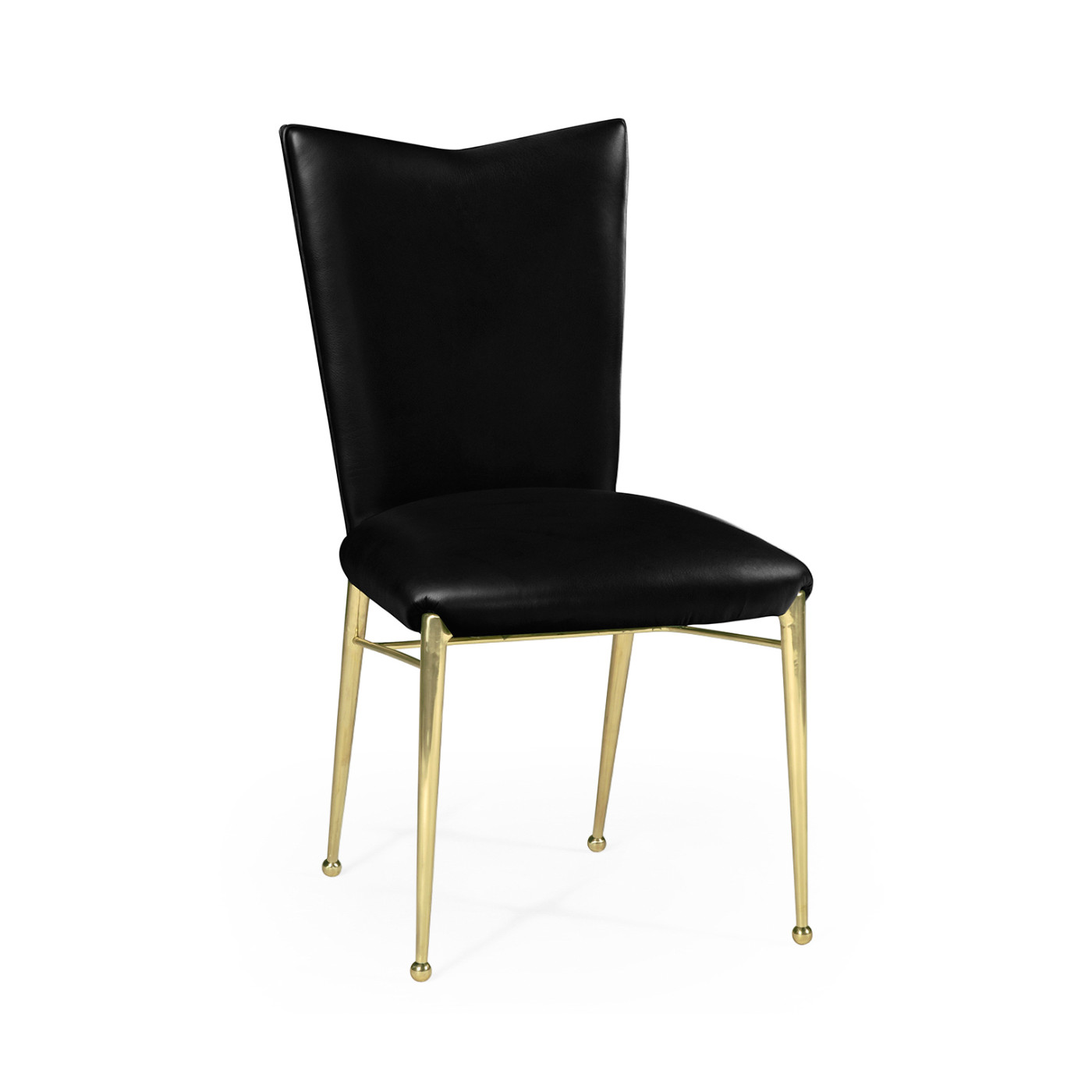 Art Décor gilded side chair with black leather