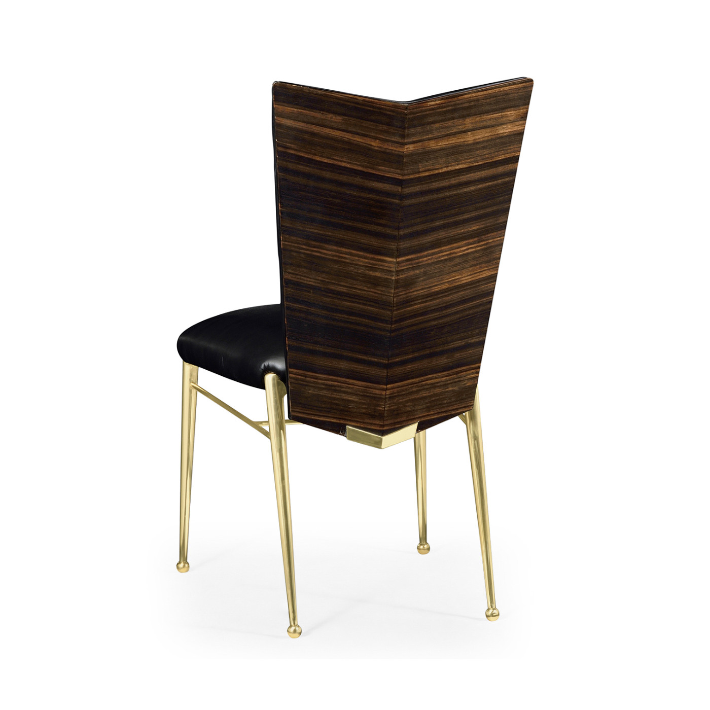Art Décor gilded side chair with black leather