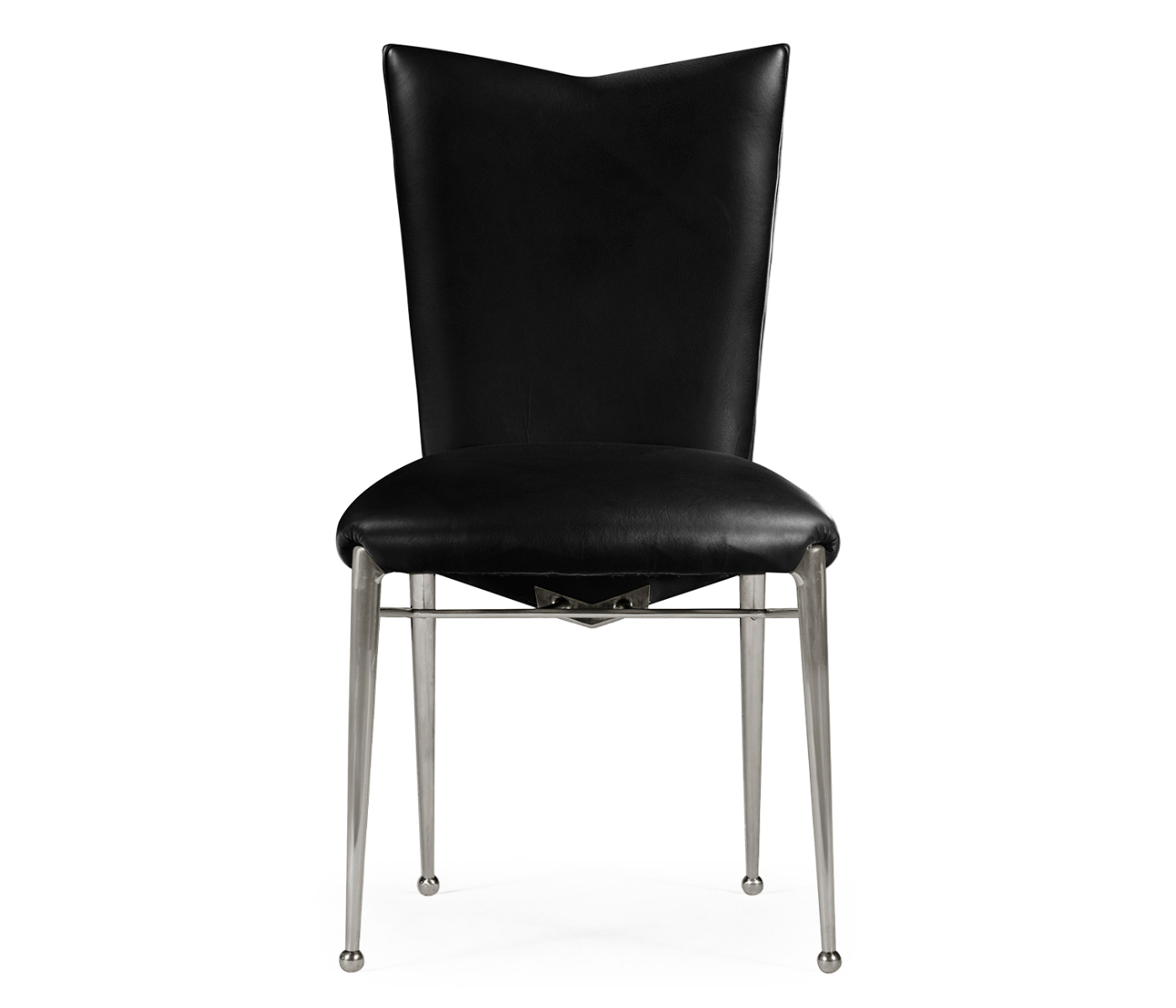 Art Décor silver side chair with black leather
