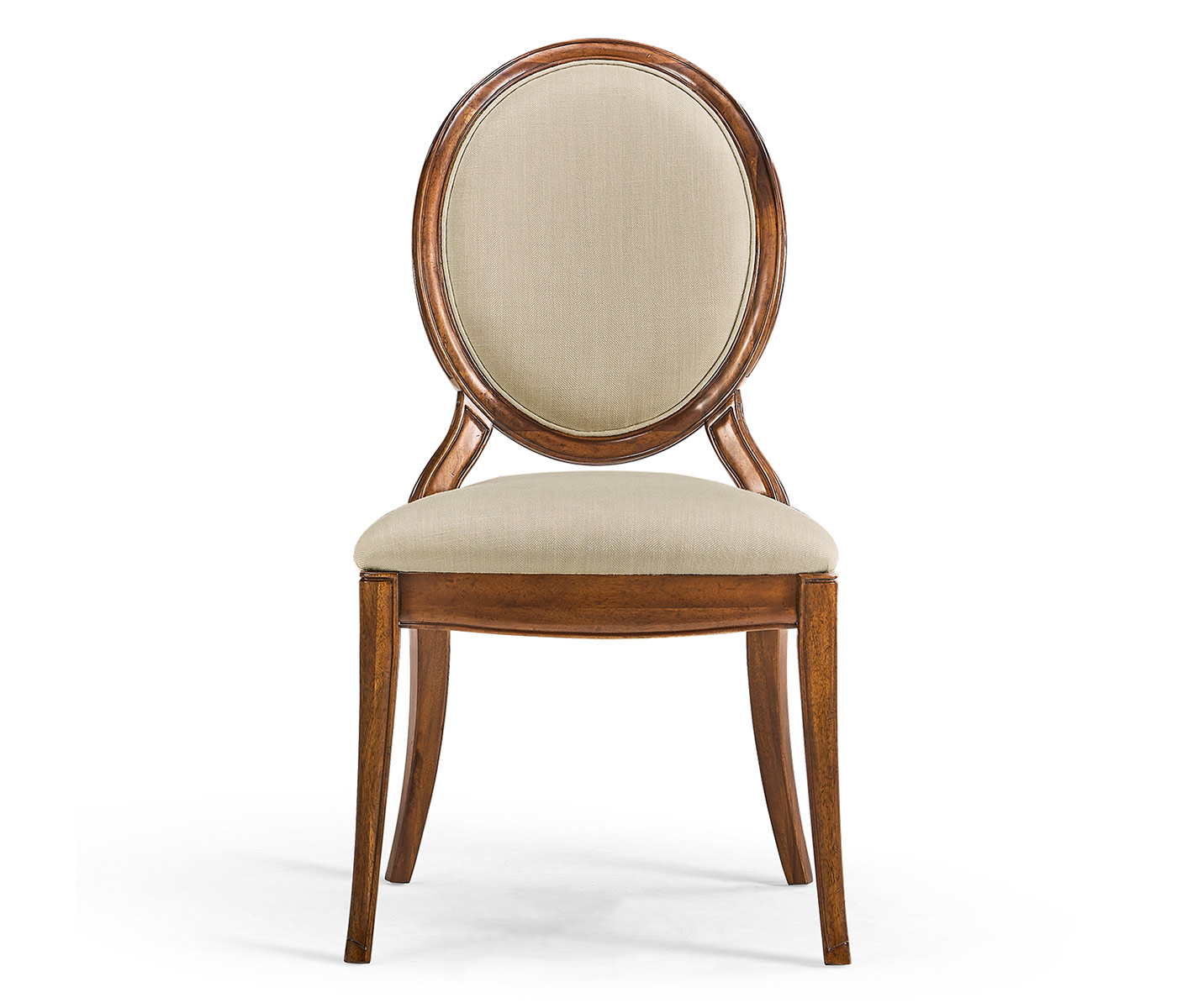 Stacking Spoon Back Walnut Dining Side Chair, Upholstered in Mazo