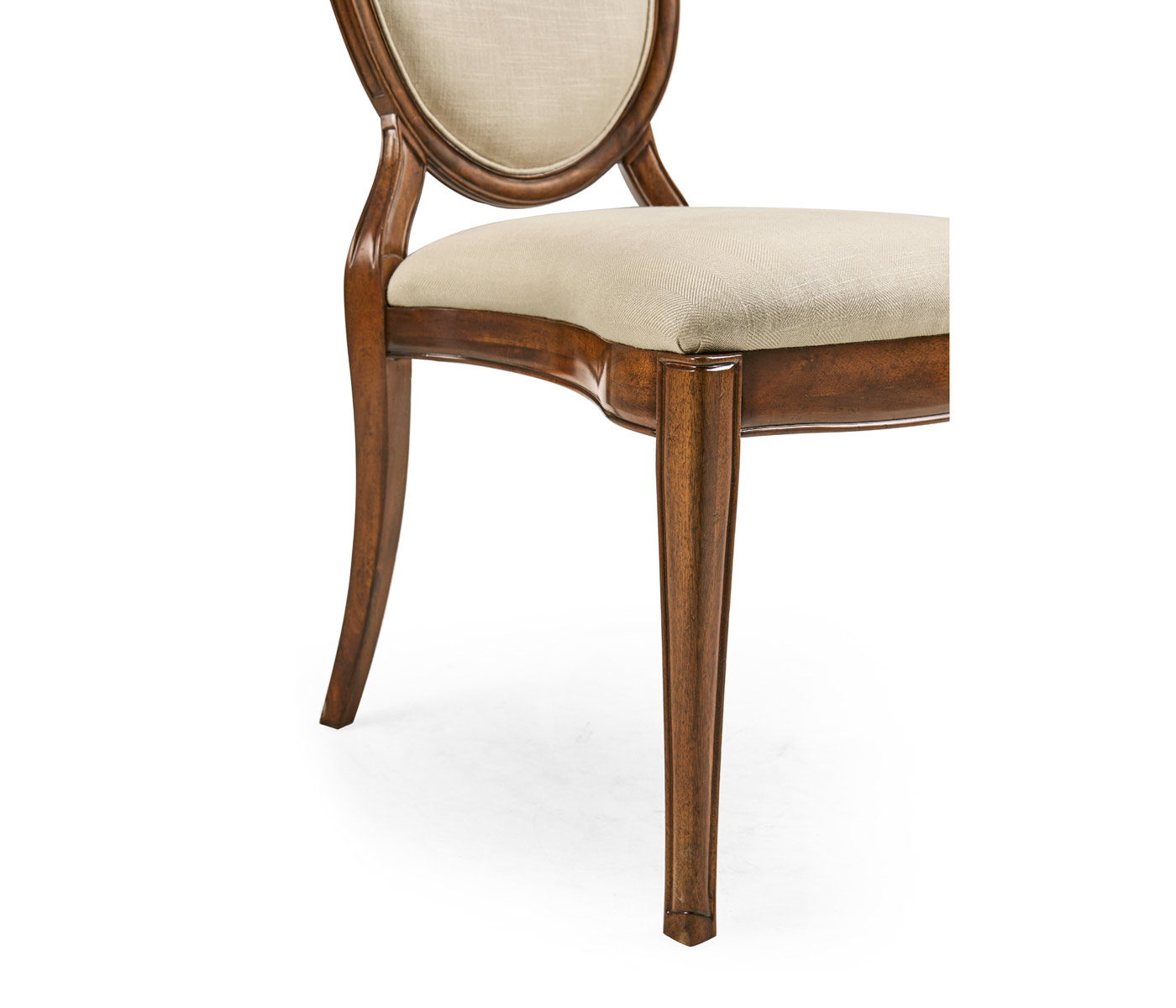 Stacking Spoon Back Walnut Dining Side Chair, Upholstered in Mazo