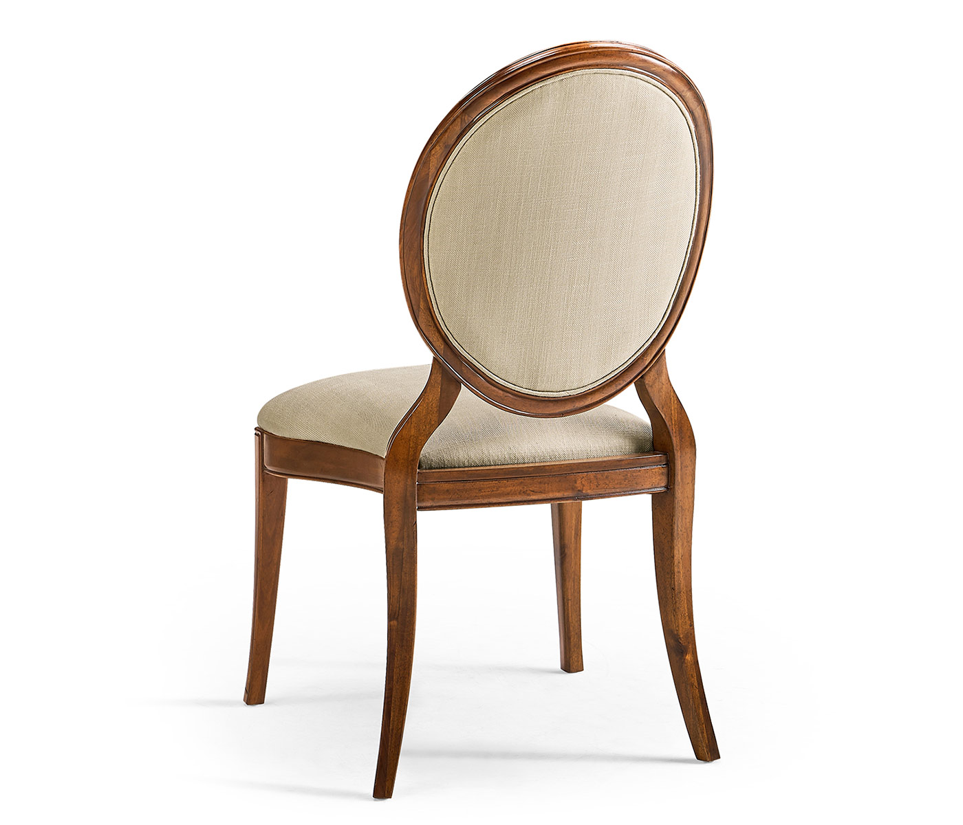 Stacking Spoon Back Walnut Dining Side Chair, Upholstered in Mazo