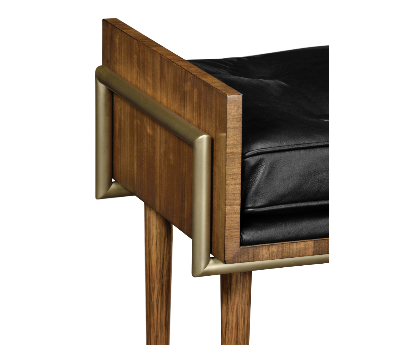 Cosmo Hyedua Stool, Upholstered in Black Leather