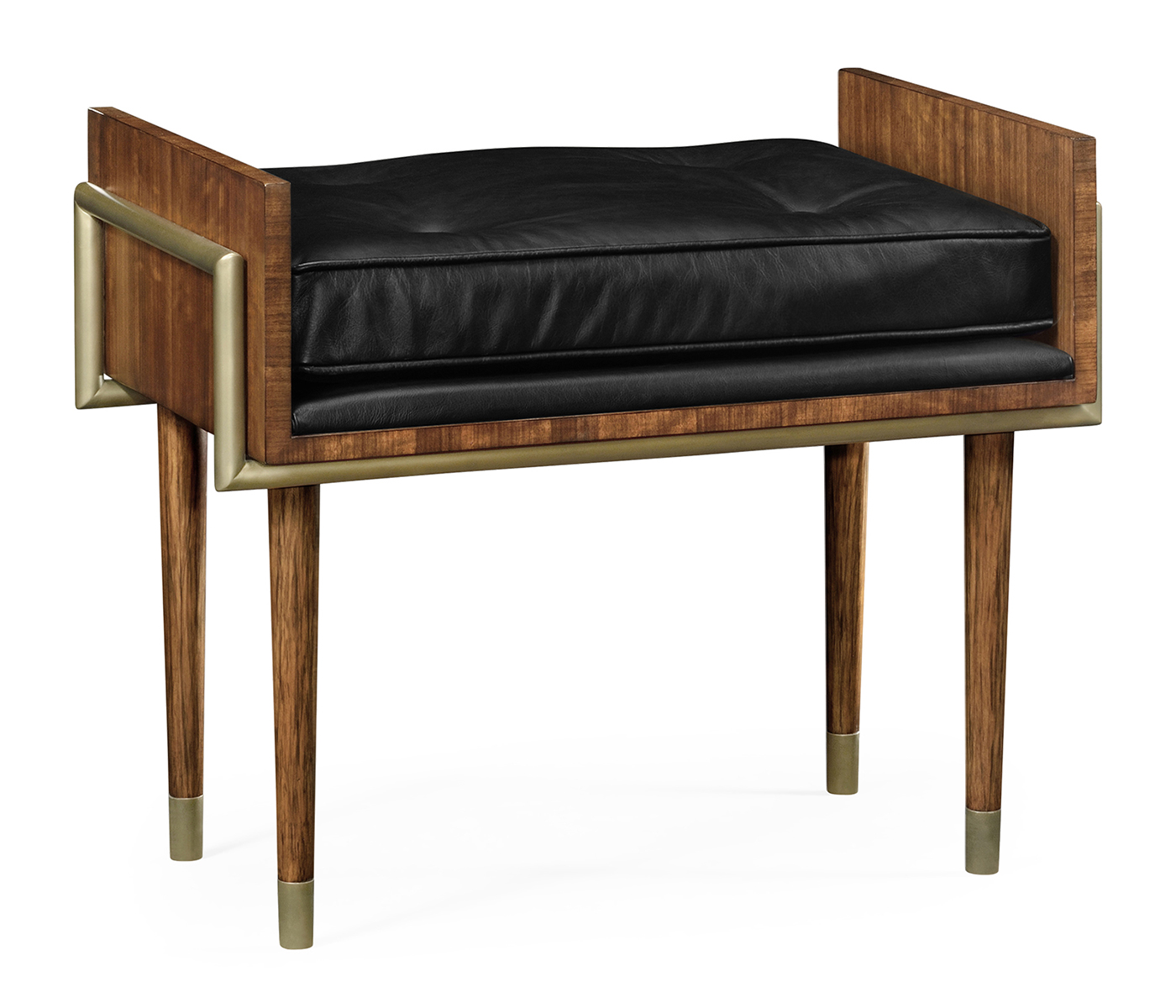 Cosmo Hyedua Stool, Upholstered in Black Leather