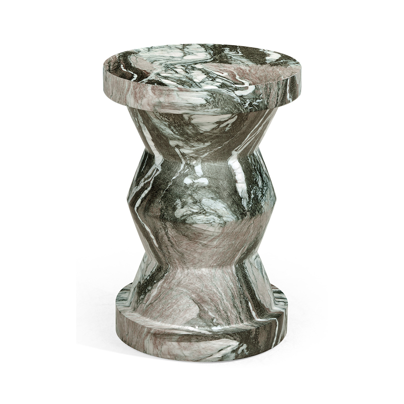 Round Geometric Faux Black & Grey Marble Wine Table