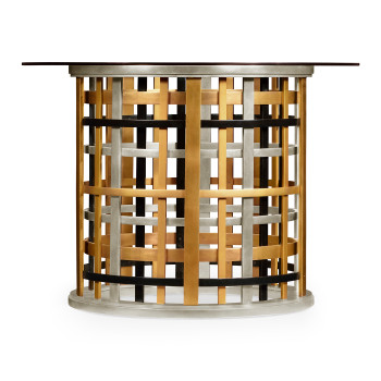 Multi Metal Round Plaid Centre Table