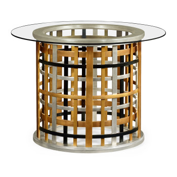 Multi Metal Round Plaid Centre Table