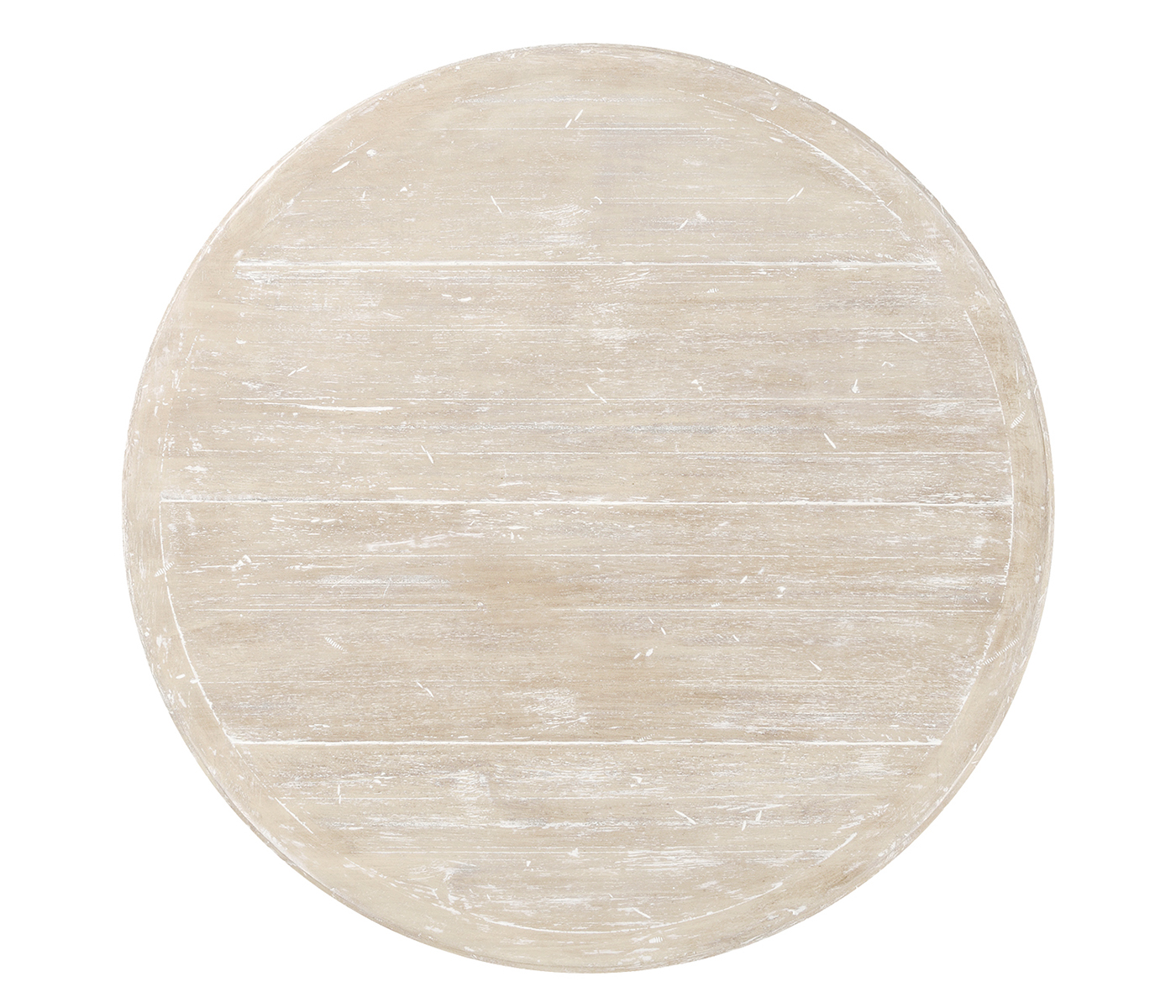 Round Side Table with Iron Base in Limed Acacia