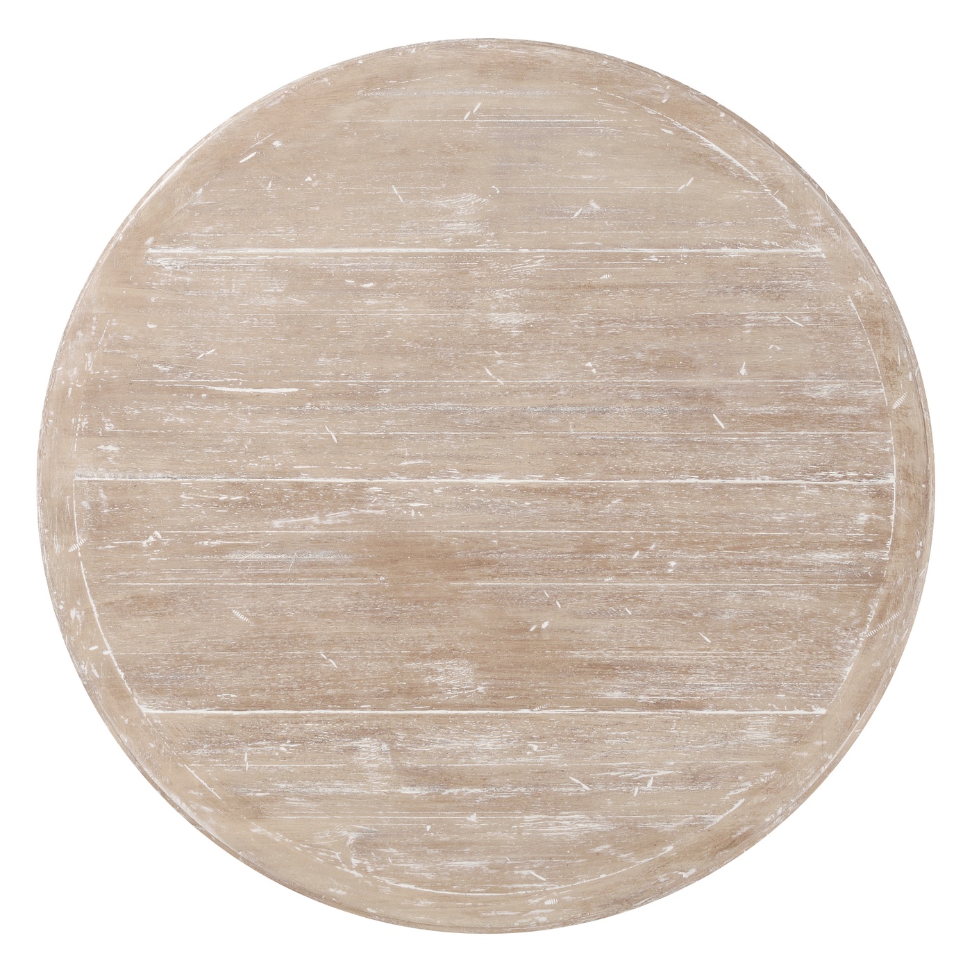 Round Side Table with Iron Base in Limed Acacia