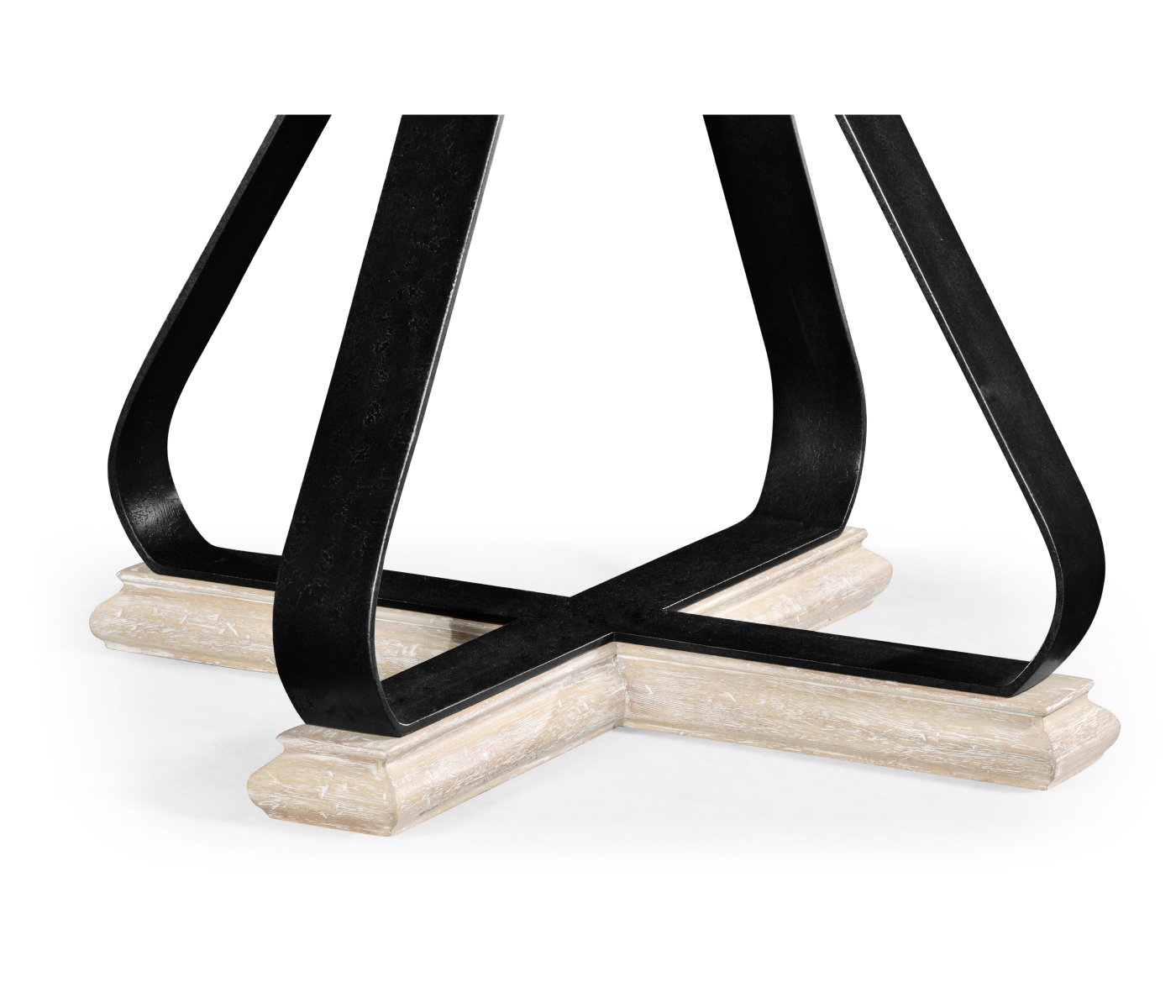 Round Side Table with Iron Base in Limed Acacia