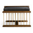 Camden Walnut Cocktail Ottoman with Tray, Upholstered in Black Leather
