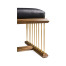 Camden Walnut Cocktail Ottoman with Tray, Upholstered in Black Leather