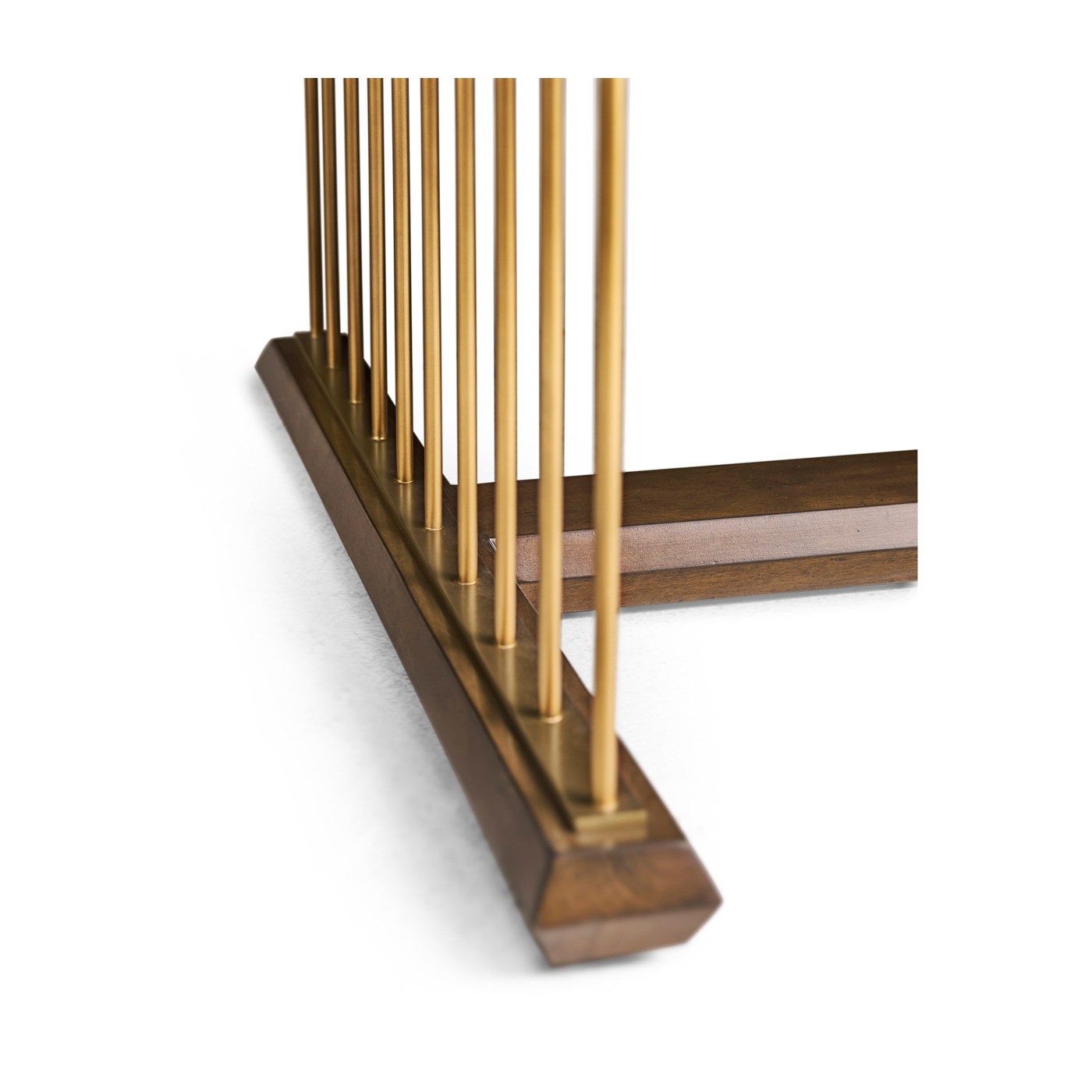 Camden Walnut Cocktail Ottoman with Tray, Upholstered in Black Leather