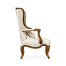 Wing-backed chair in cream leather