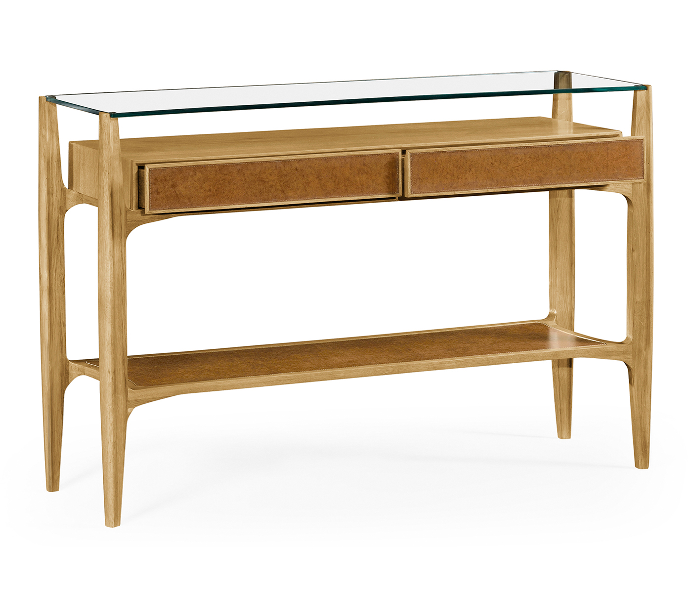 Architects Console Table with Drawers Ang Glass Top