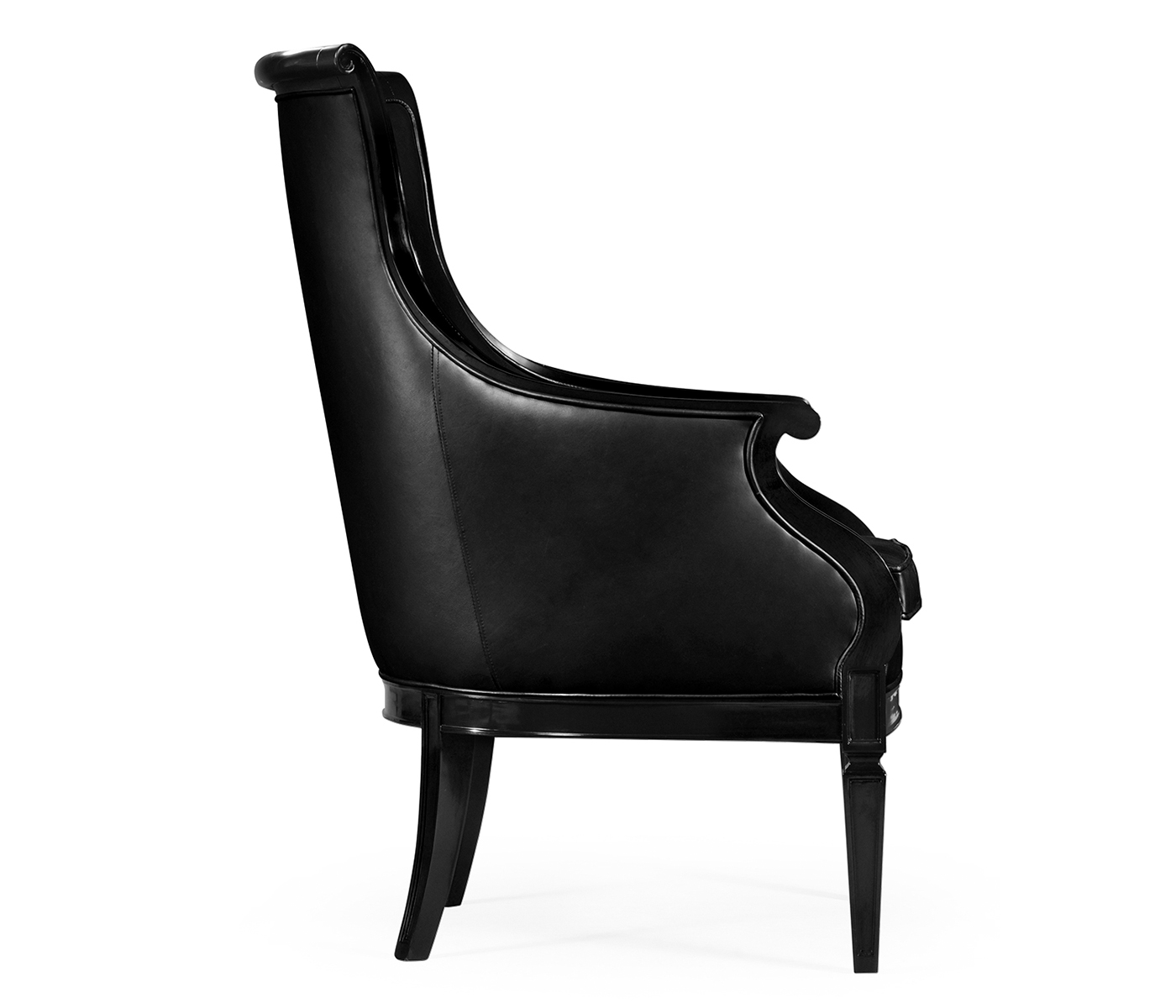 Upholstered occasional chair in black leather
