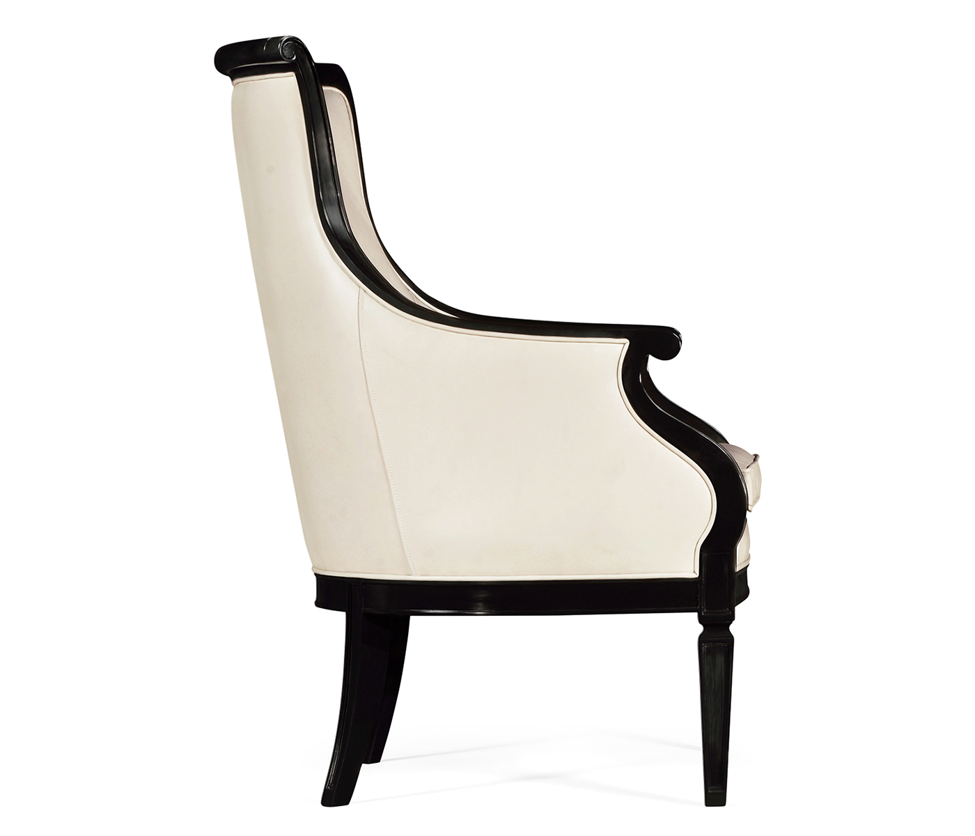 Upholstered occasional chair in cream leather