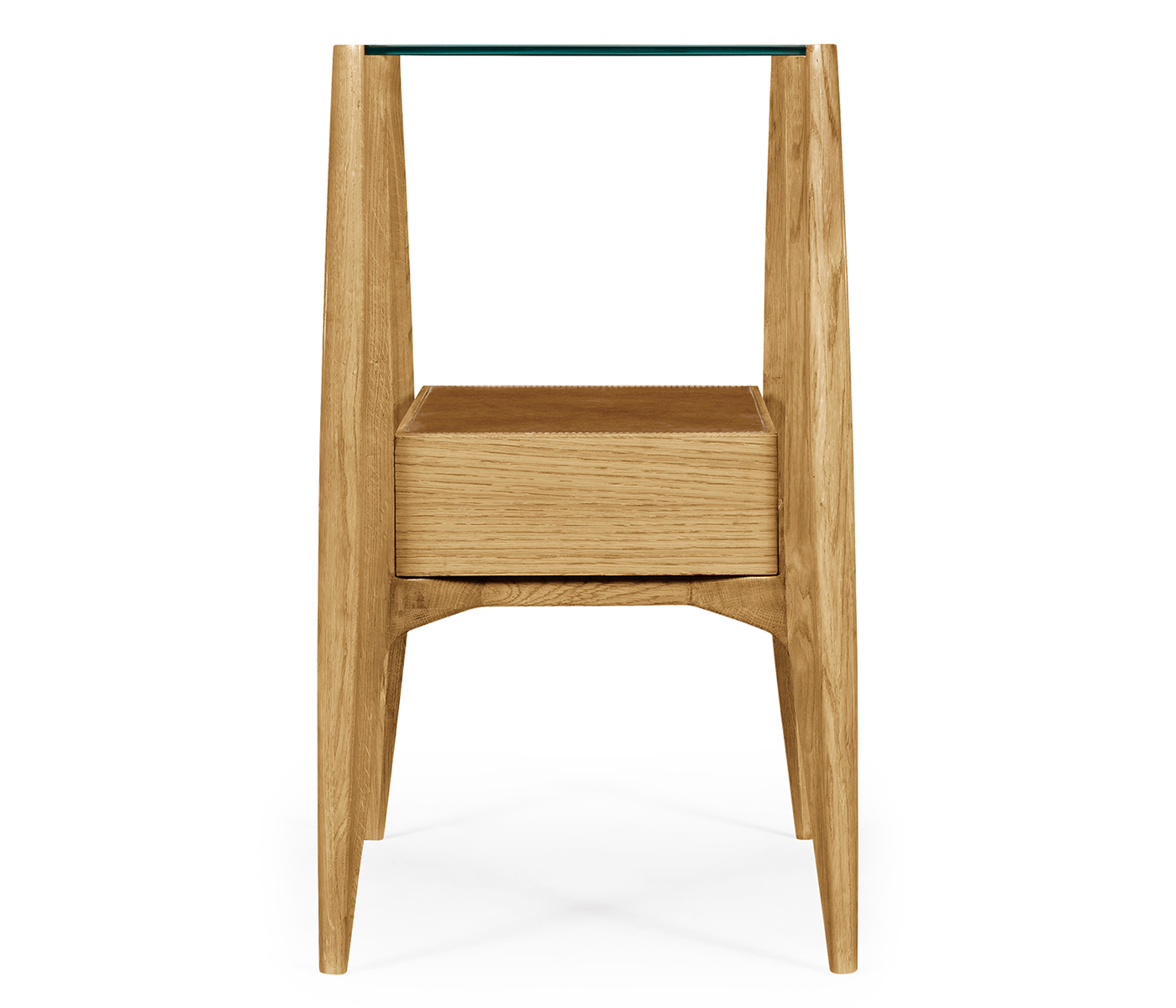 Rectangular Architects End Table with Drawer and Glass Top