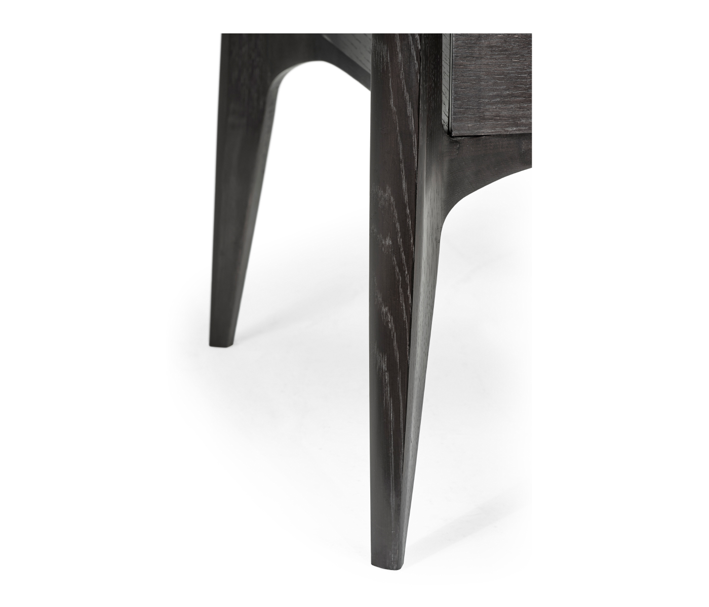 Rectangular Architects Black Mocha Oak End Table with Under-tier and Glass Top