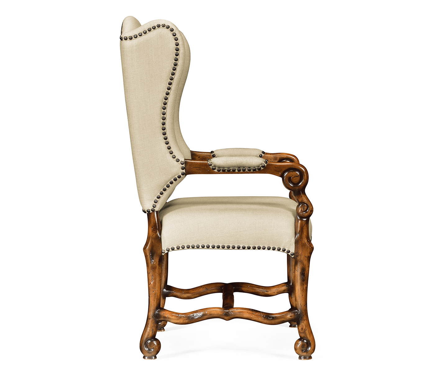 Upholstered Arm Chair in Rustic Walnut