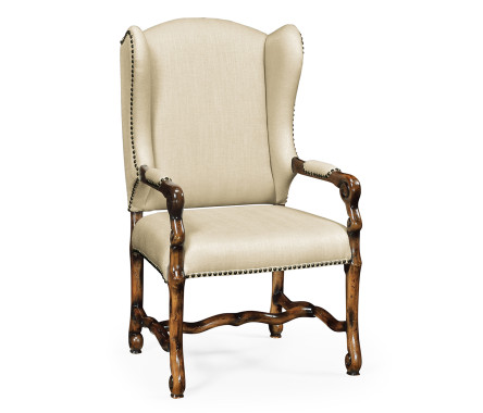 Upholstered Arm Chair in Rustic Walnut