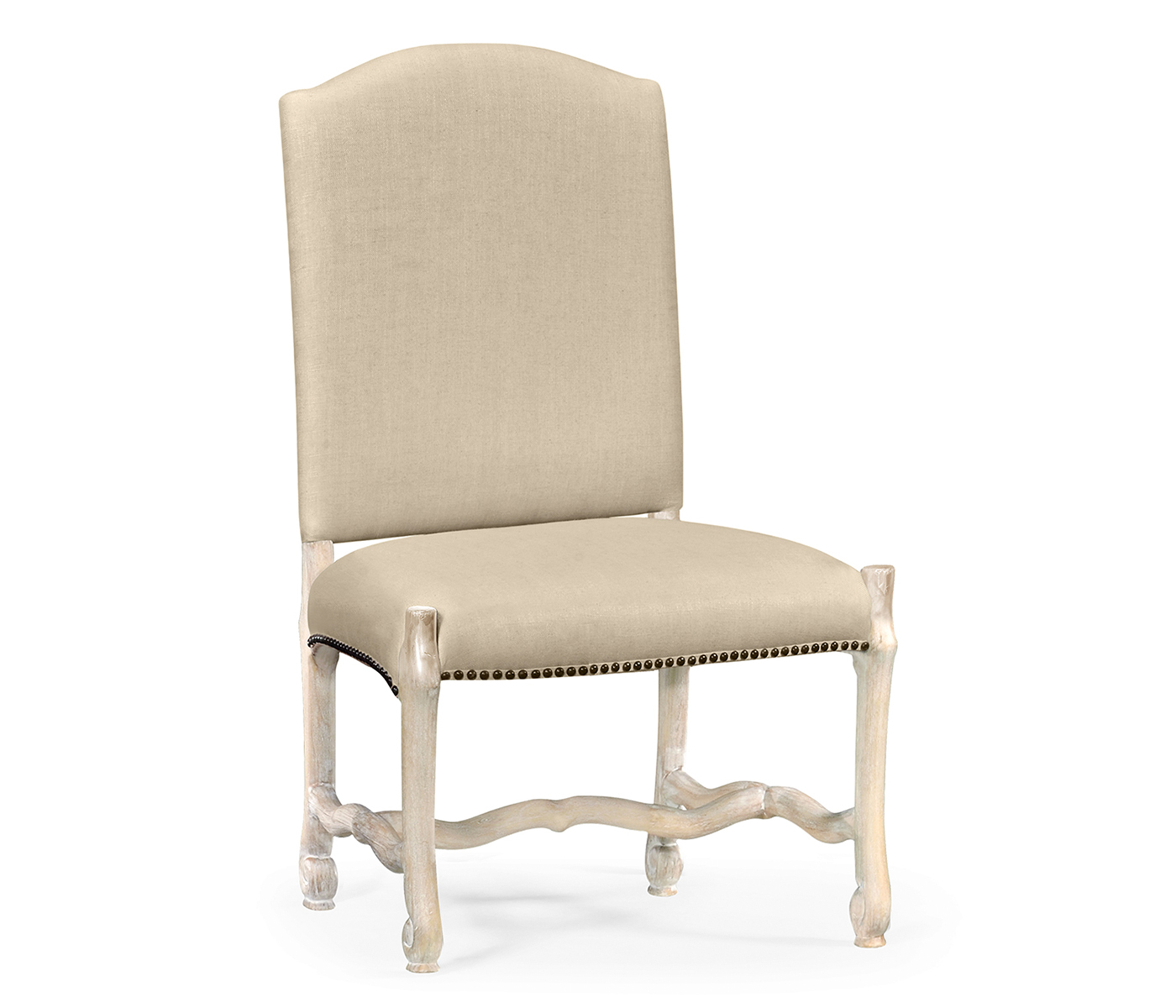 Upholstered side chair in Limed Acacia