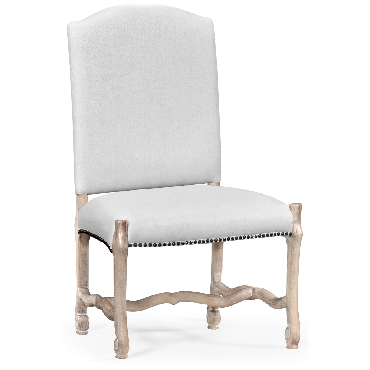 Upholstered side chair in Limed Acacia (COM)