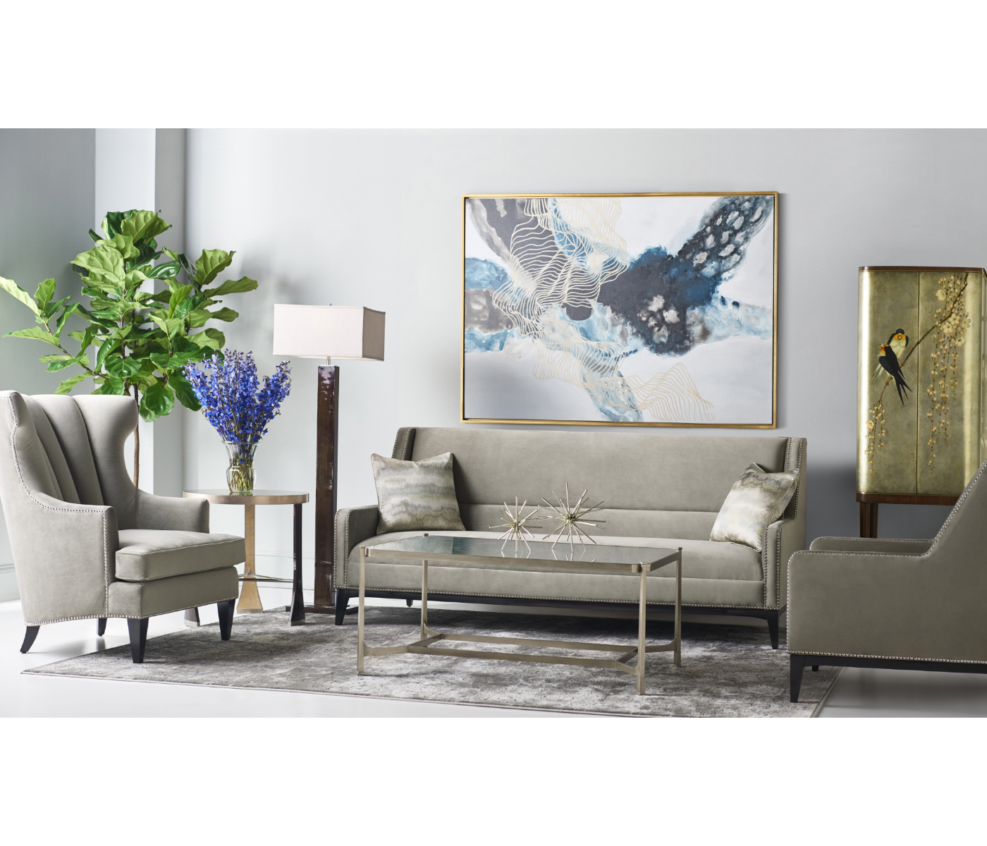 Black Eucalyptus Rectangular Floor Lamp